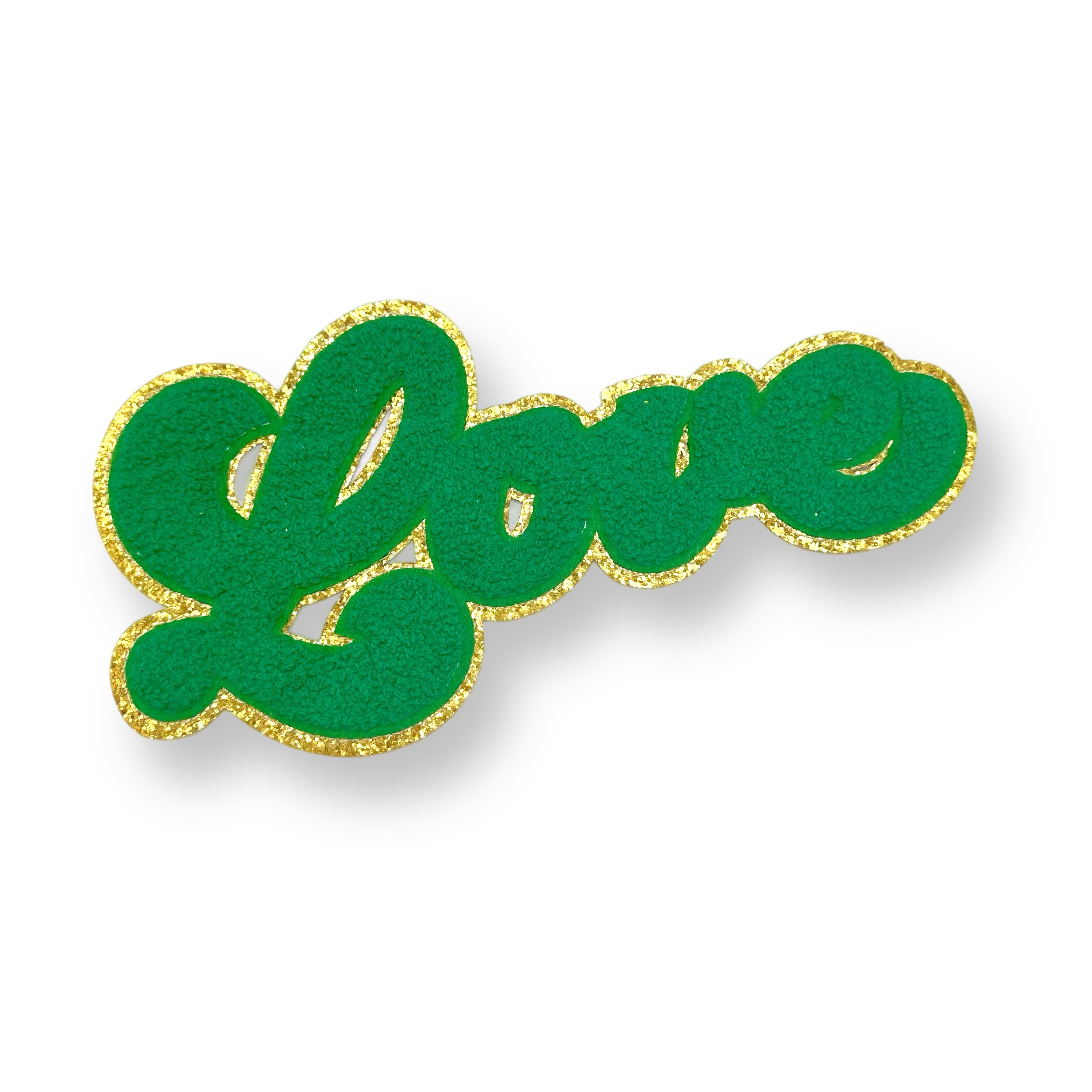 Love Green Chenille Patches 10”