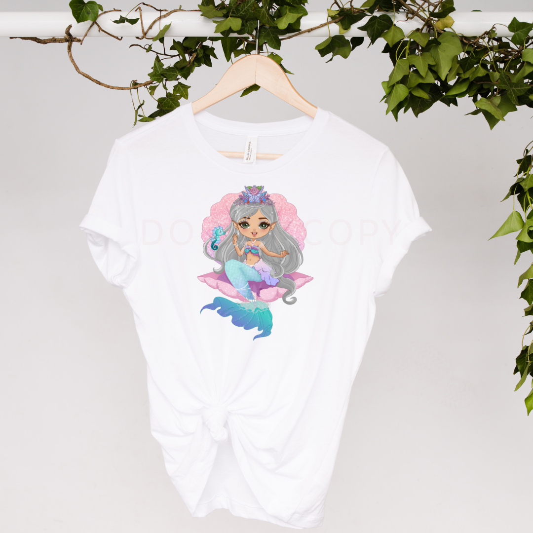 Nixie Mermaid Doll Girl DTF Full Colour Iron on T Shirt Transfers