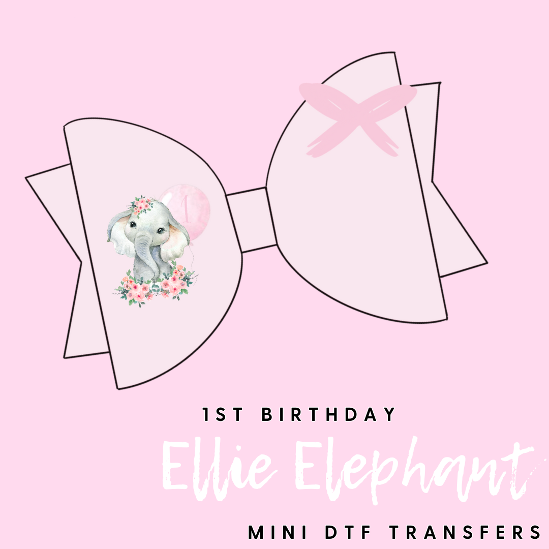 Ellie Elephant 1st Birthday Balloon DTF Mini Transfers 1''
