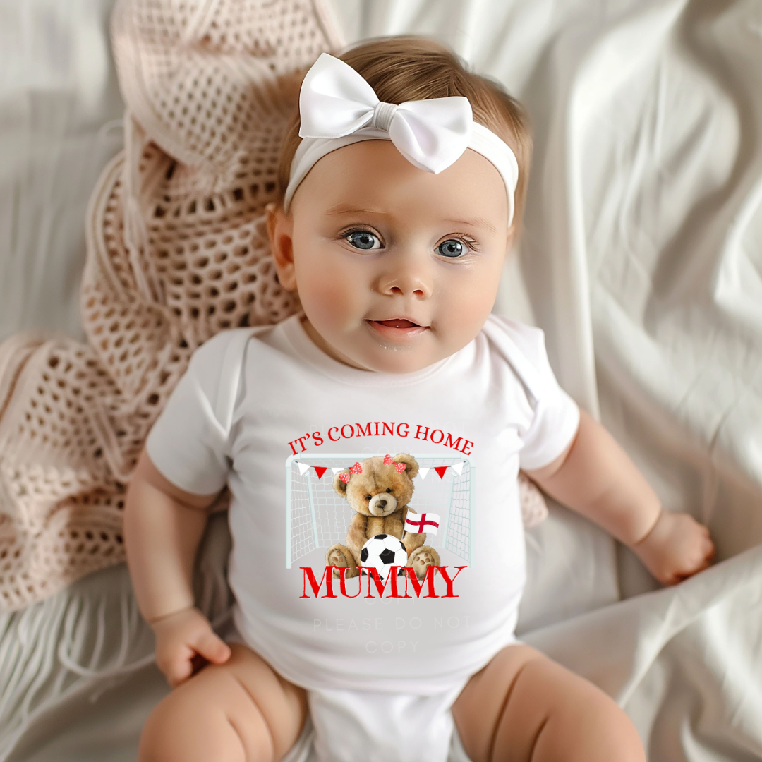 Girl It's Coming Home Mummy Teddy with Bows DTF Full Colour Transfers
