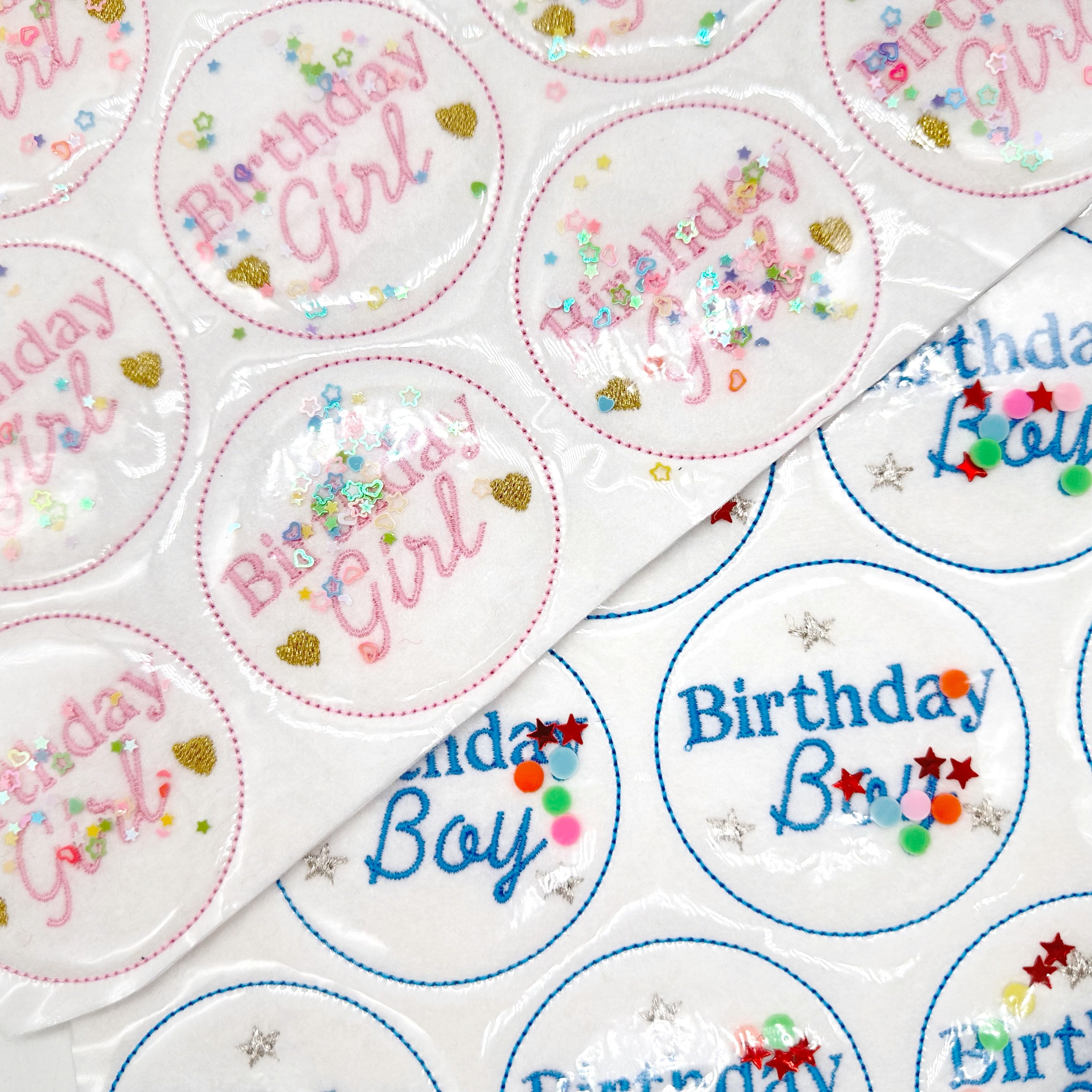 EH Birthday Boy Birthday Girl Badge Shaker Felties