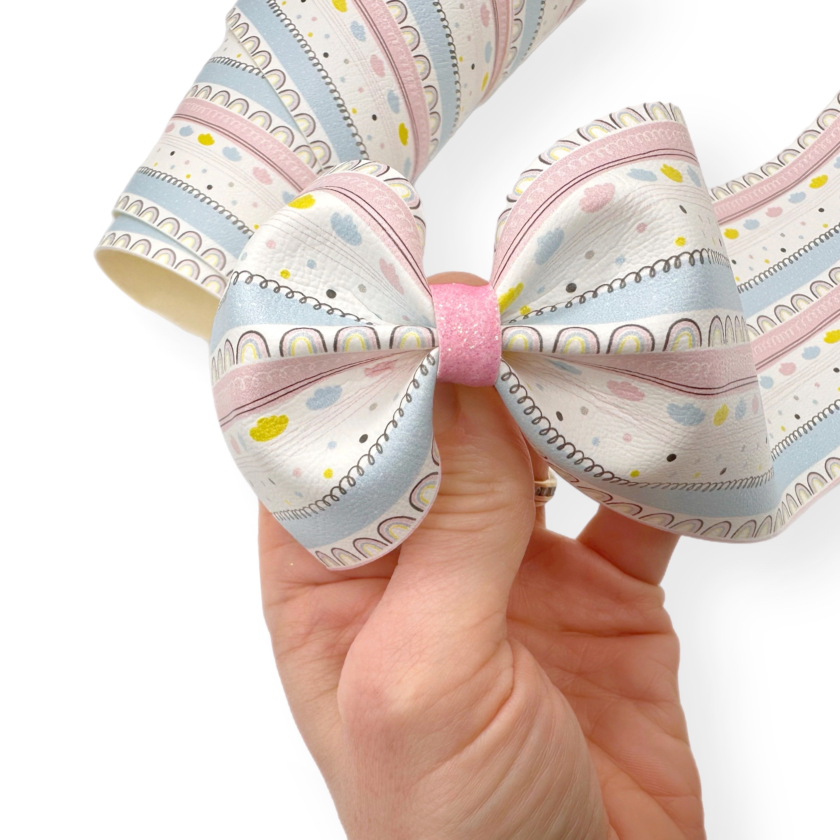 Rainbows & Clouds Faux Leather Mega Bow Strips