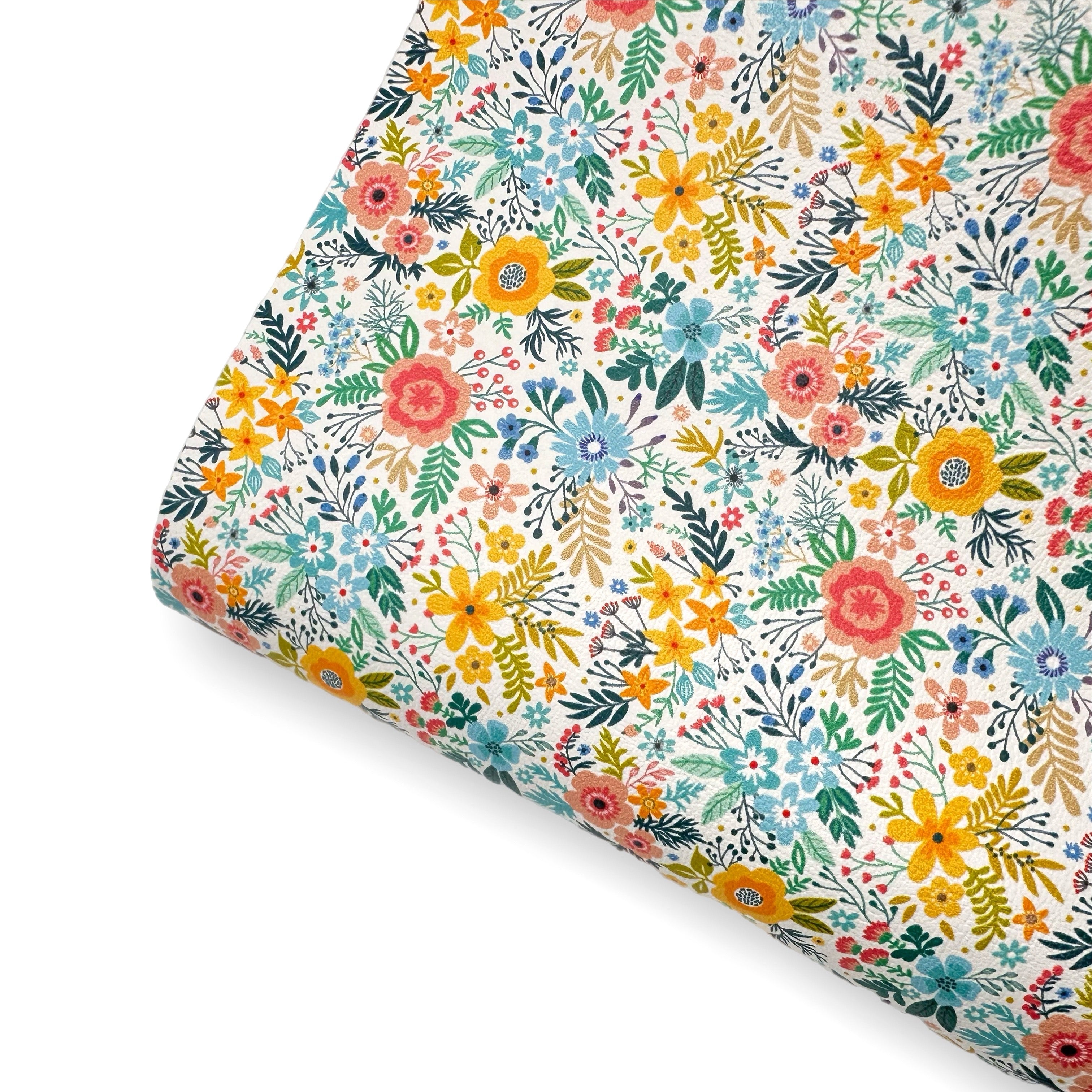 Pretty Summer Meadow Premium Faux Leather Fabric