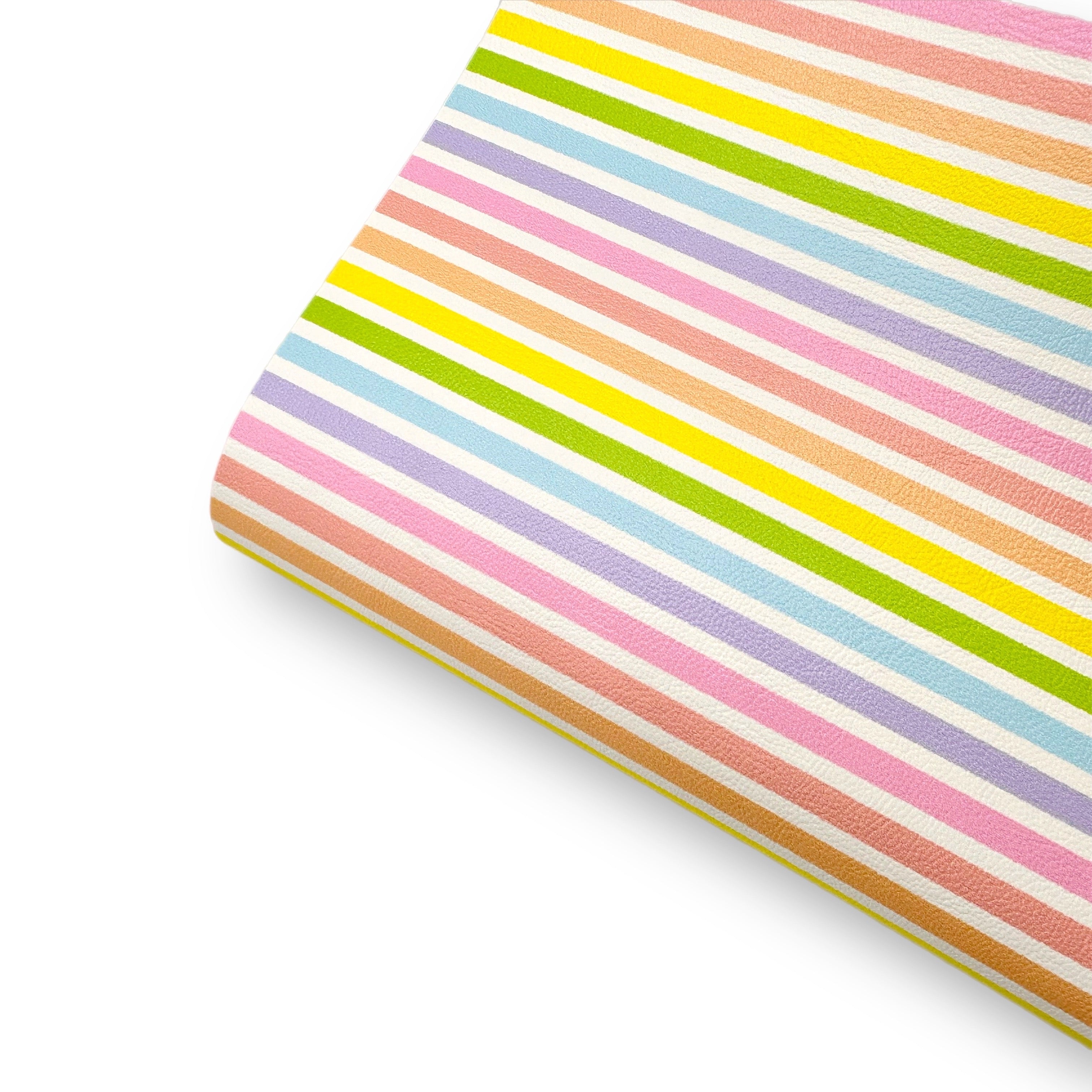 Candy Rainbow Stripes Premium Faux Leather Fabric