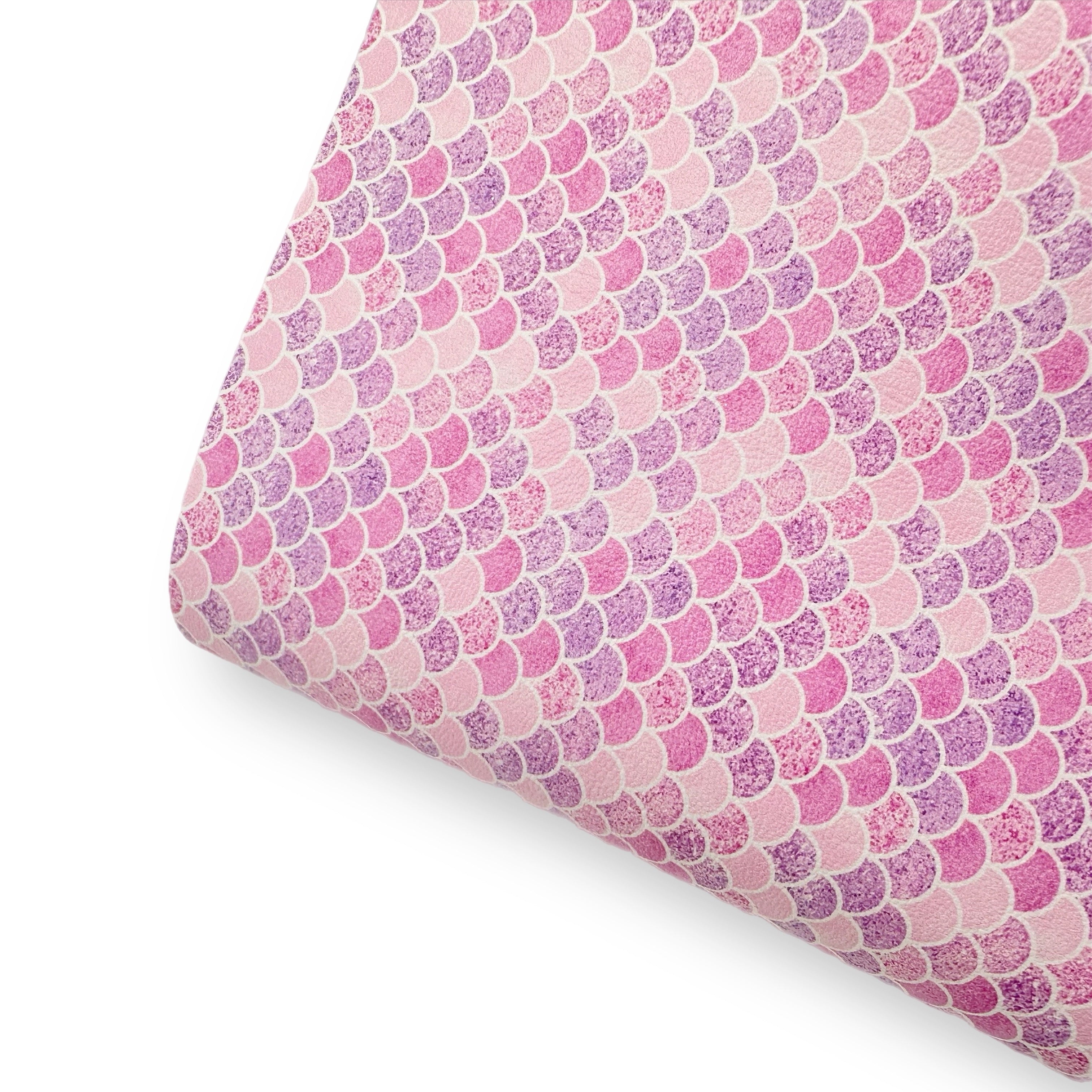 Pink Glitter Mermaid Scales Premium Faux Leather Fabric