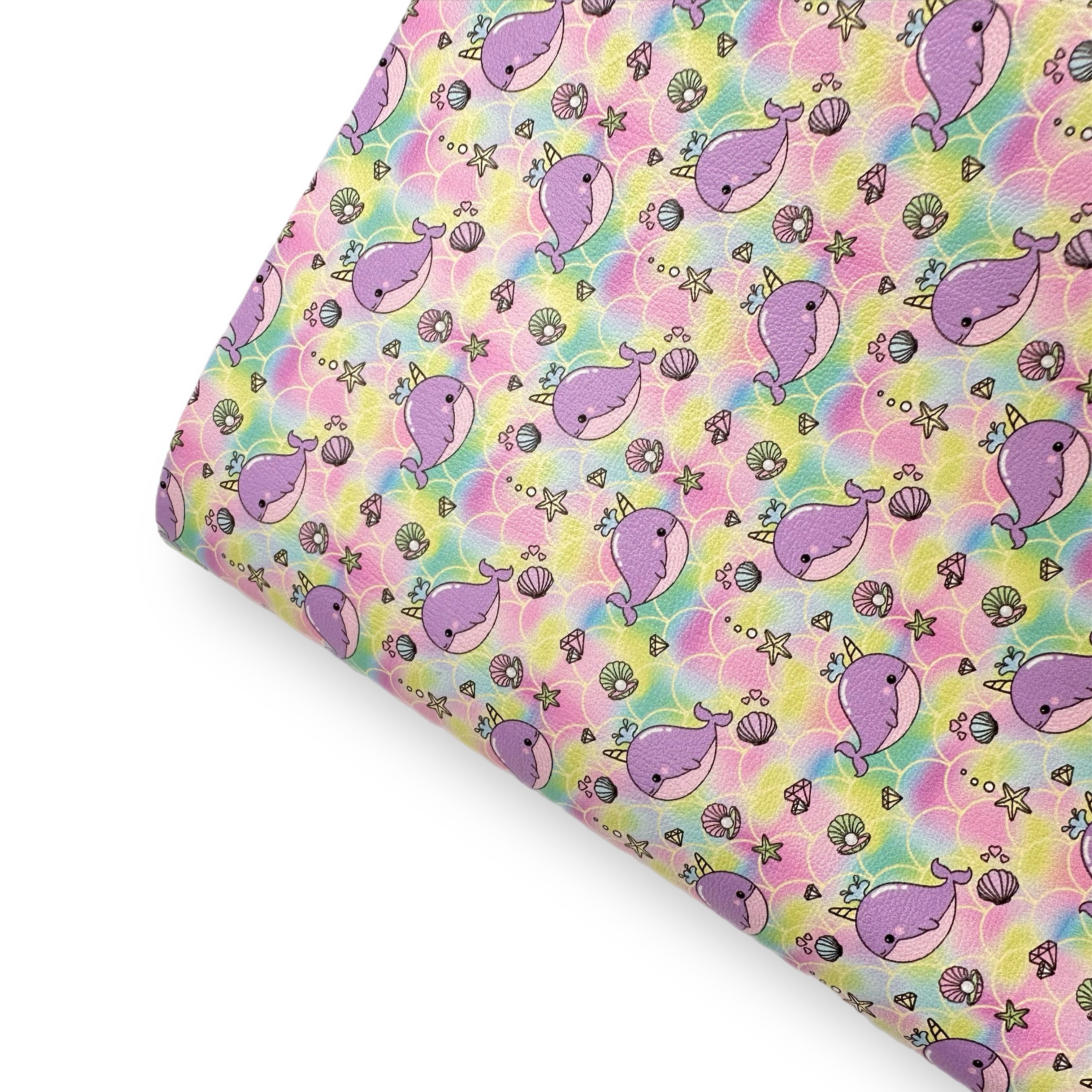 Pastel Narwhal Scales Premium Faux Leather Fabric