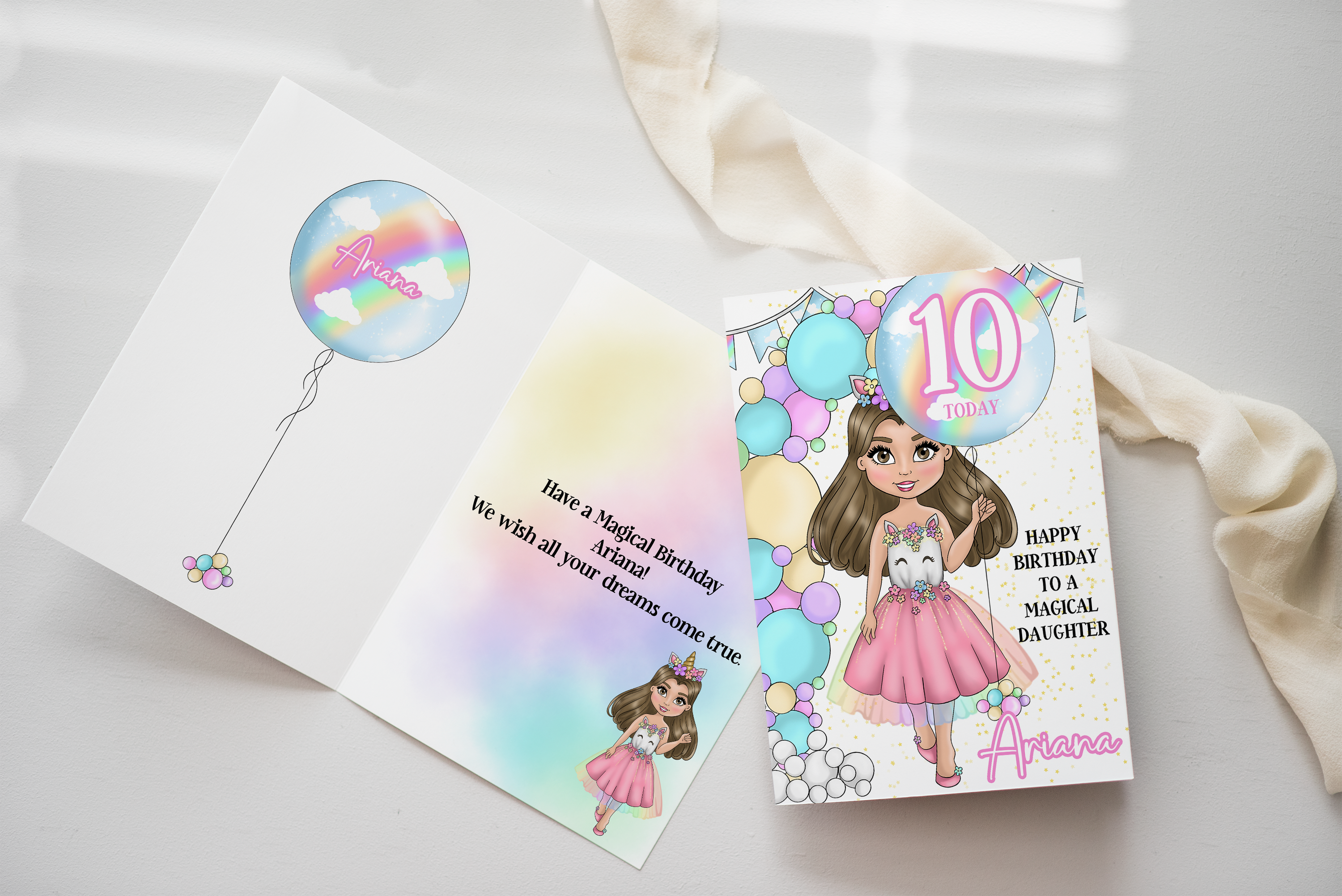 Happy Birthday Unicorn Dolly Number Balloon- Premium Personalised Birthday Cards