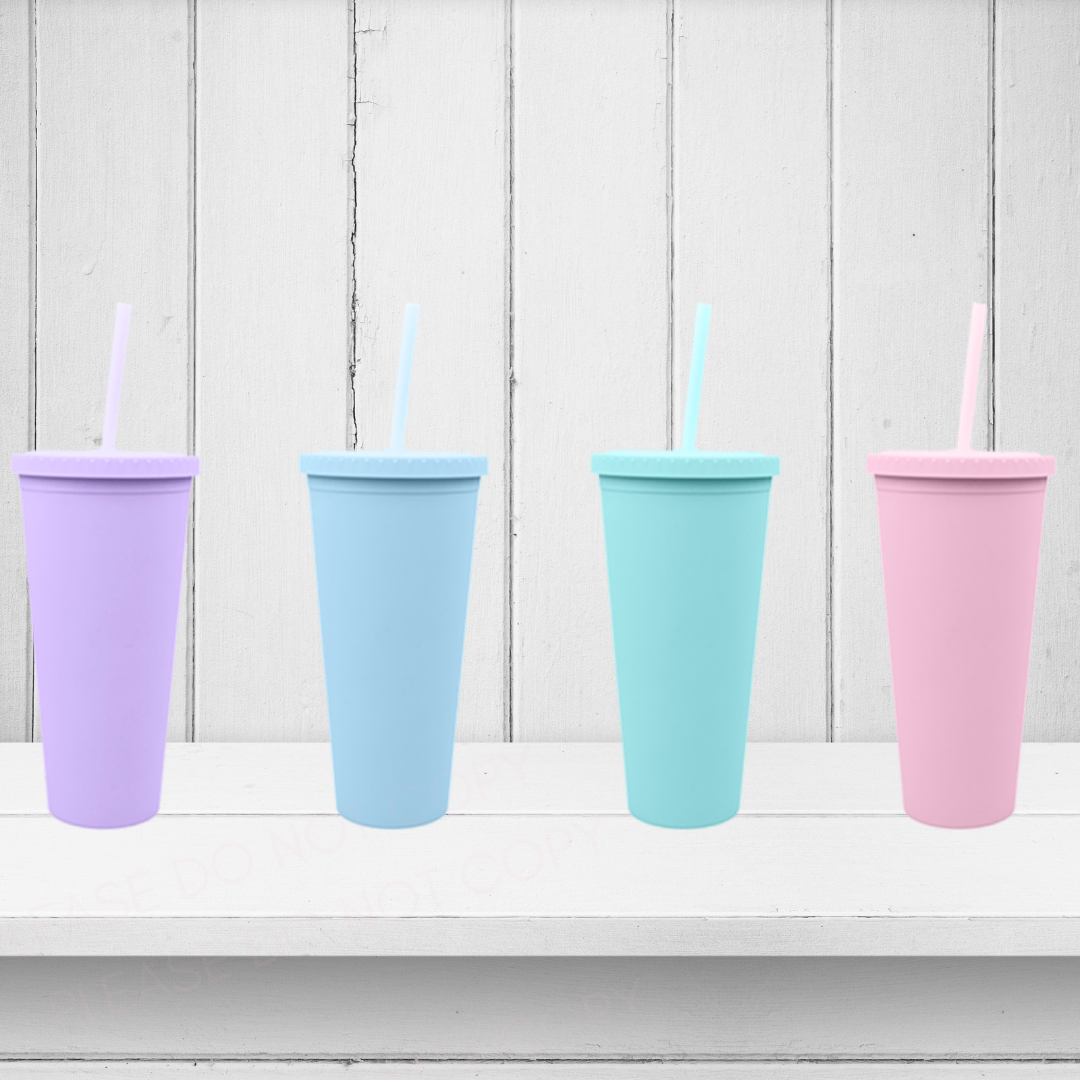 Pastel Soft Touch Double Walled Cold Cups 600ml