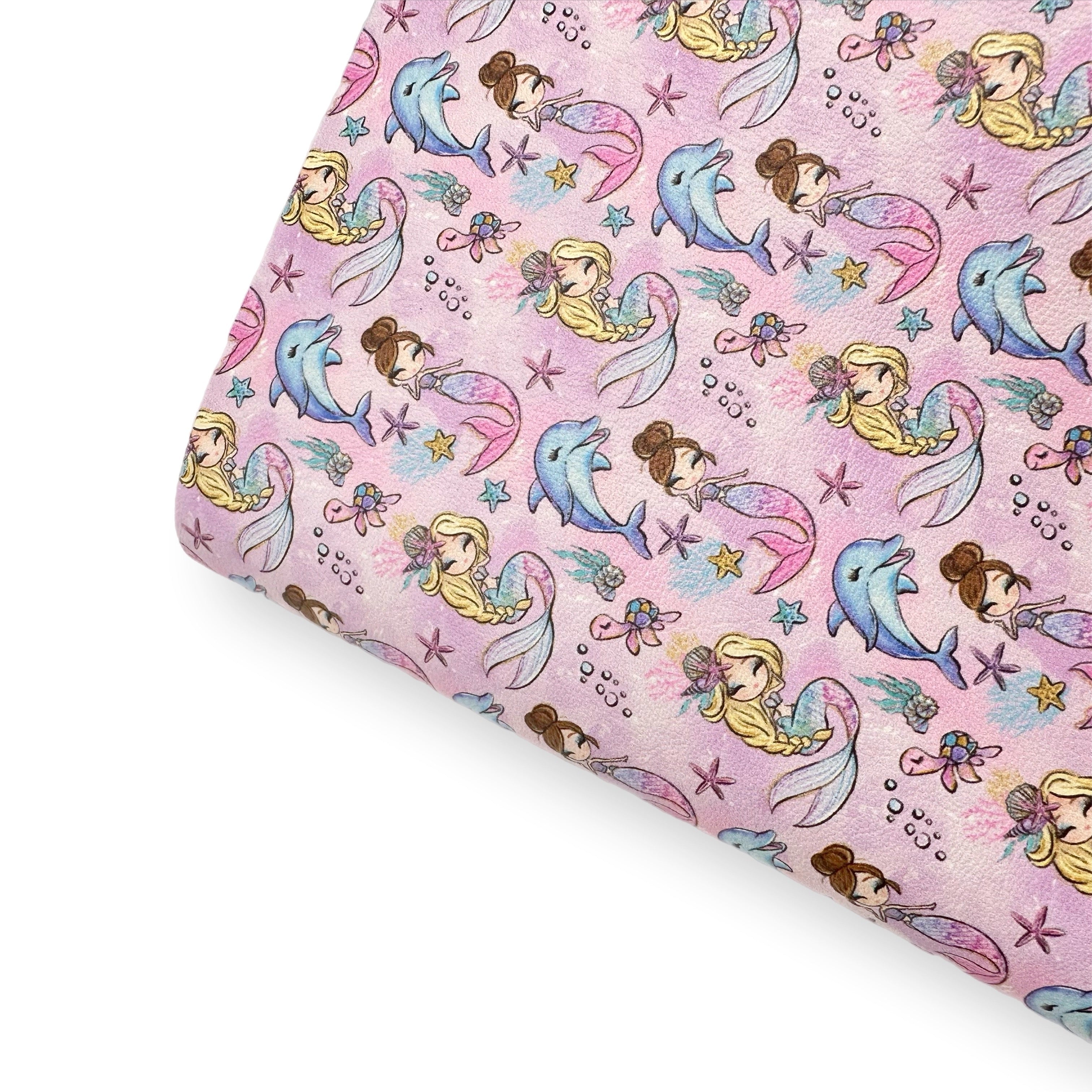 Mermaid & Her Dolphin Premium Faux Leather Fabric