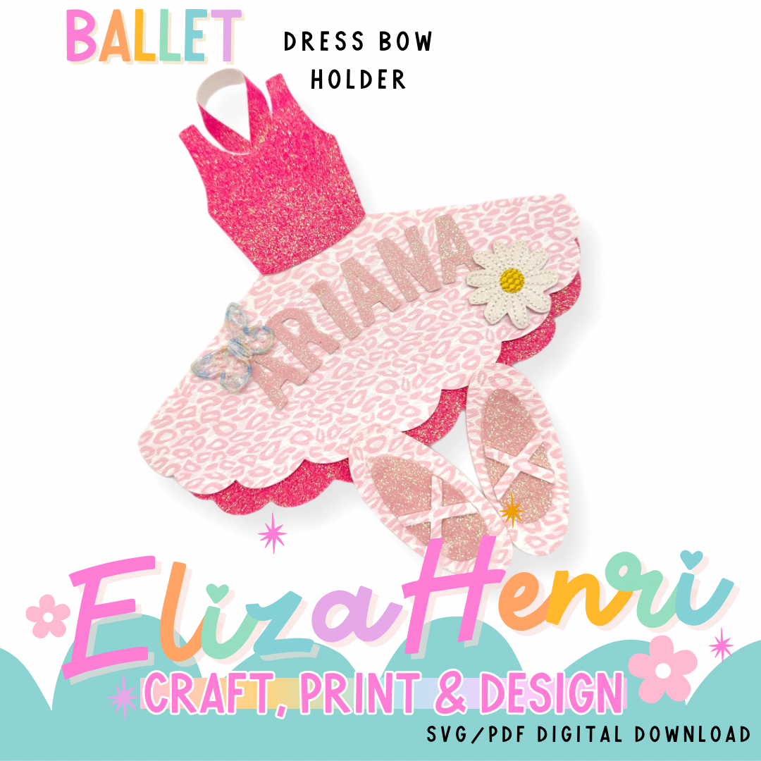 Pretty Ballet Dress & Shoes Bow Holder SVG-PDF Digital Download