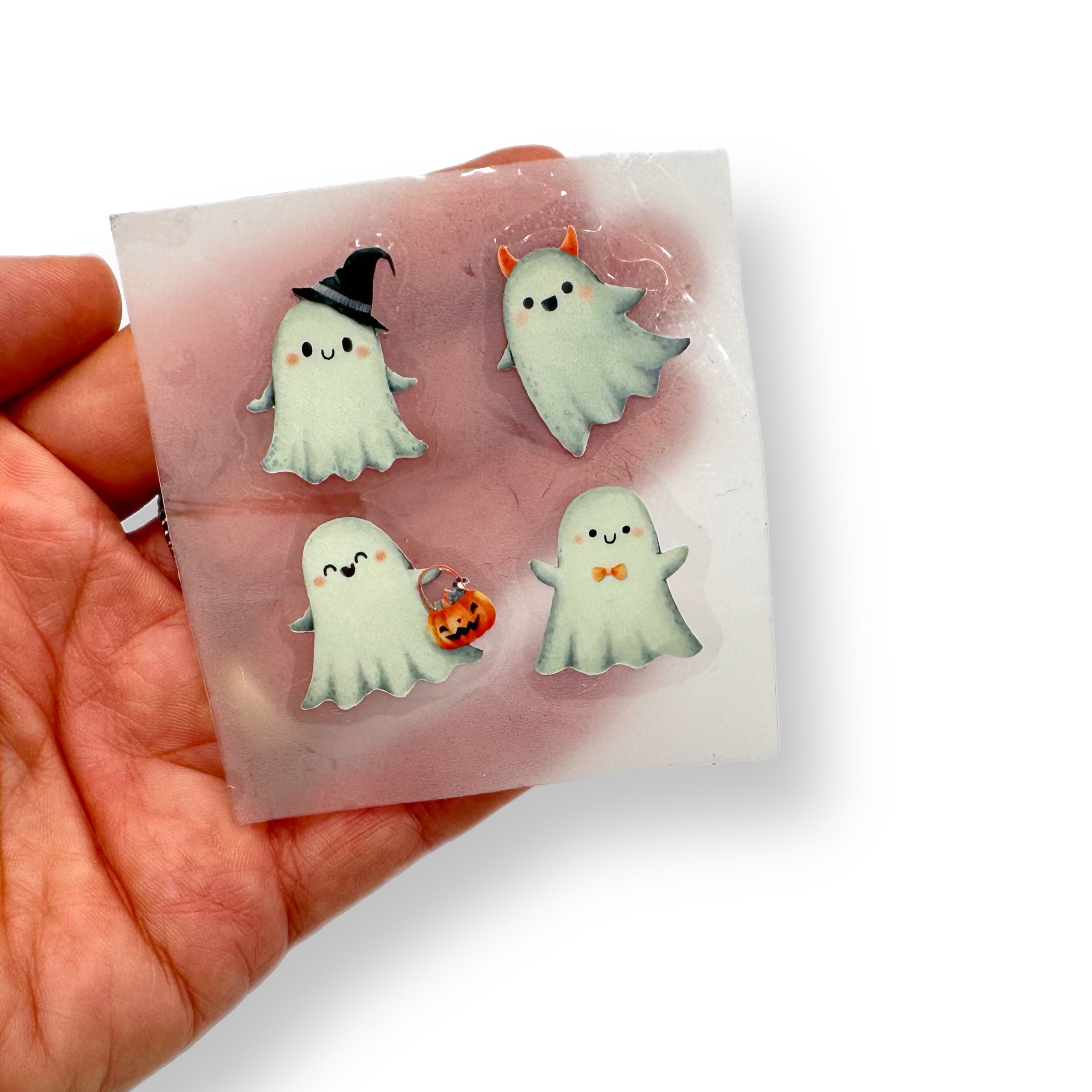 Glow in the Dark Ghosties HTV Iron on Bow Transfers- SET of 4