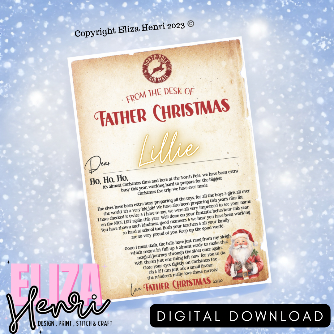 Exclusive Version 2 Print your Own Letter from Father Christmas Digital Download