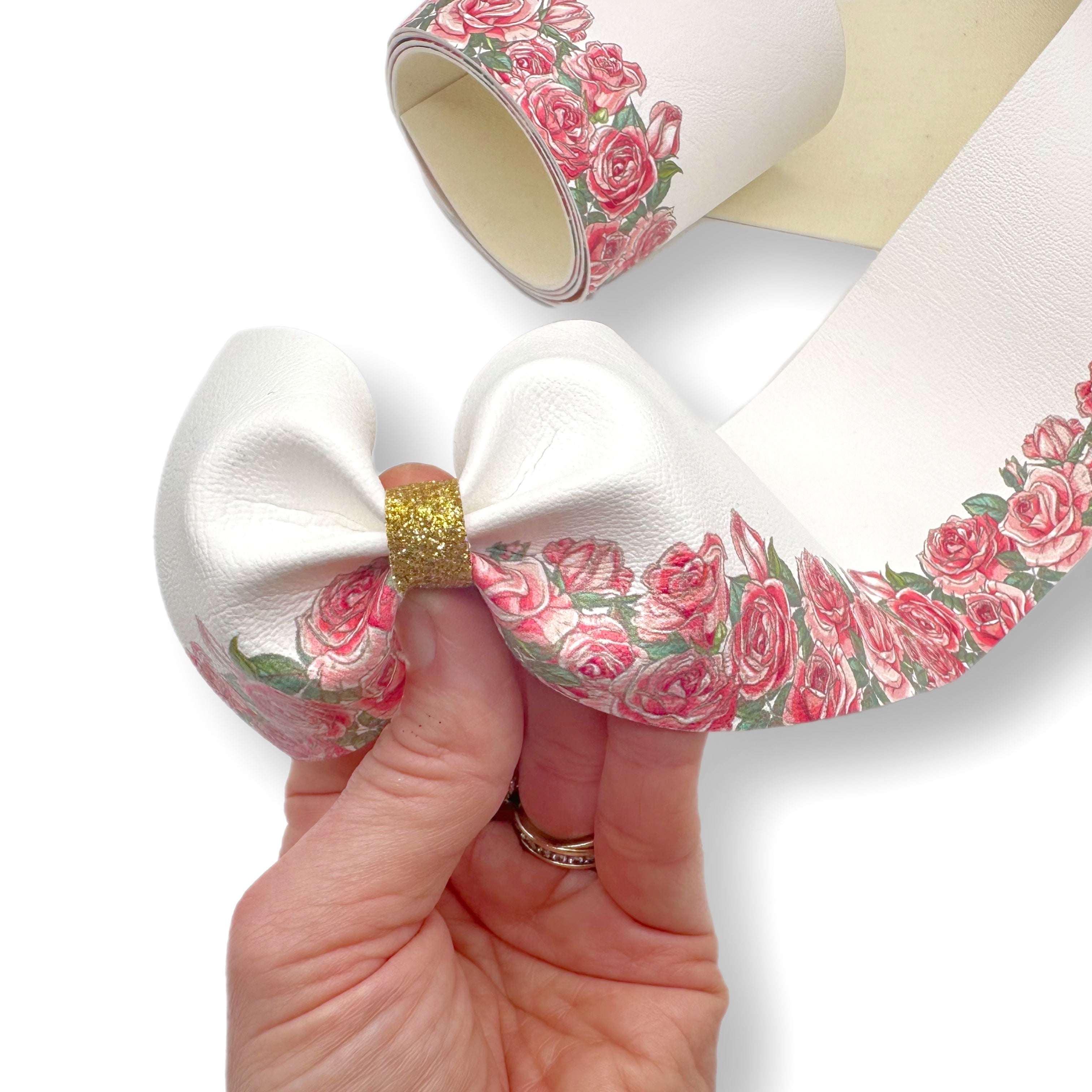 Blooming Roses Faux Leather Mega Bow Strips