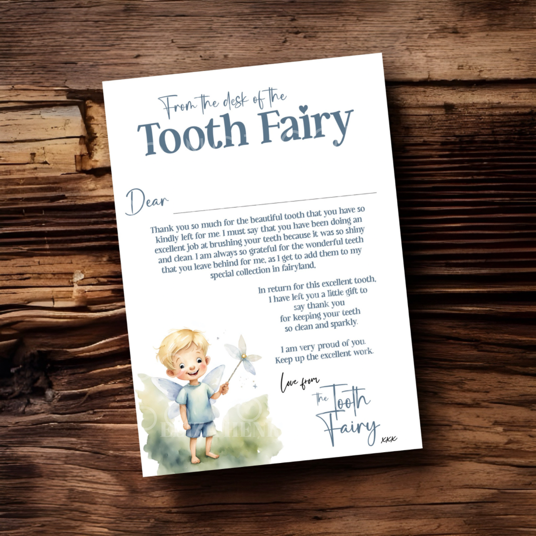 Exclusive Letter From the Tooth Fairy Boys Blonde Hair Luxury Personalised Canvas