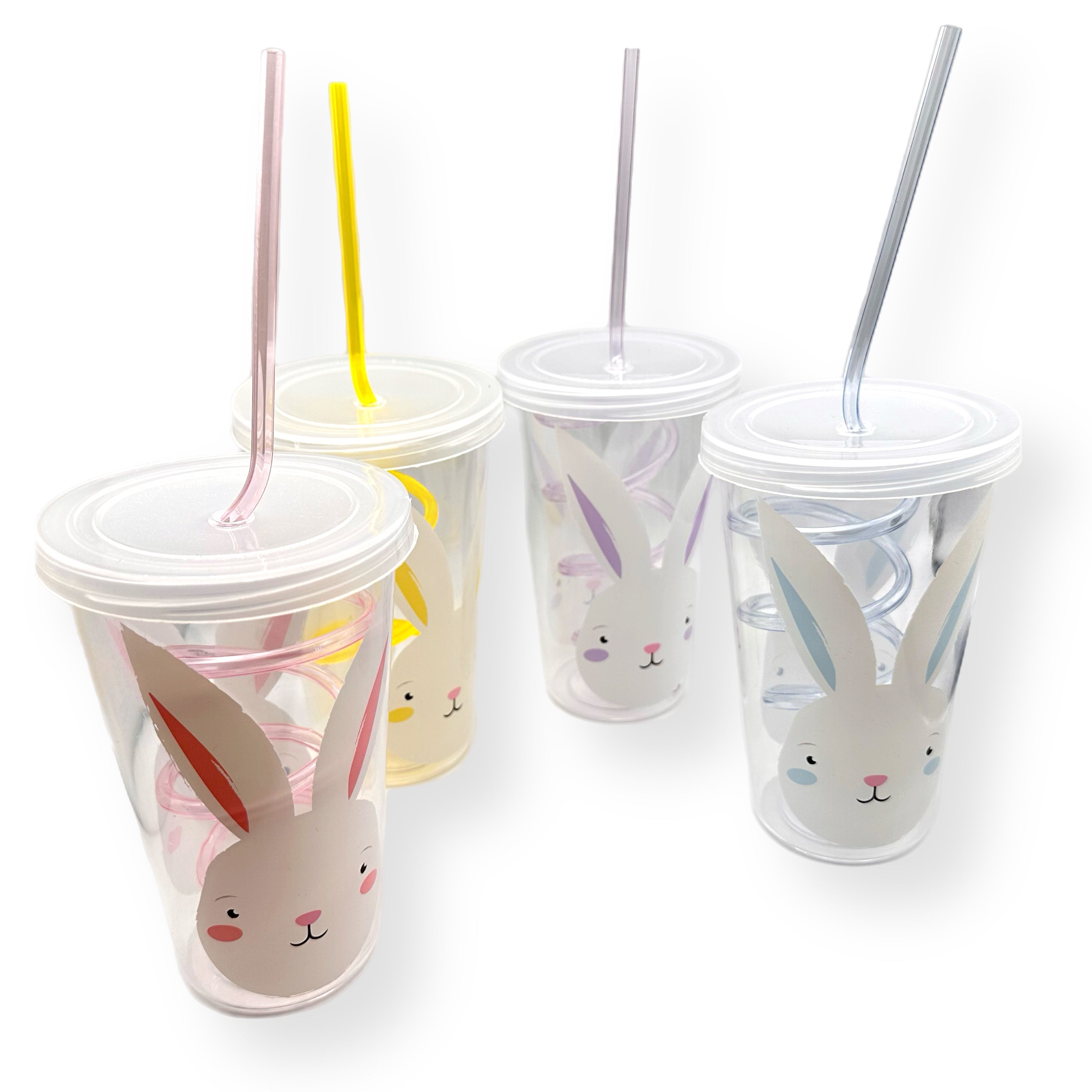 Pastel Easter Bunny Cup with swirly straw