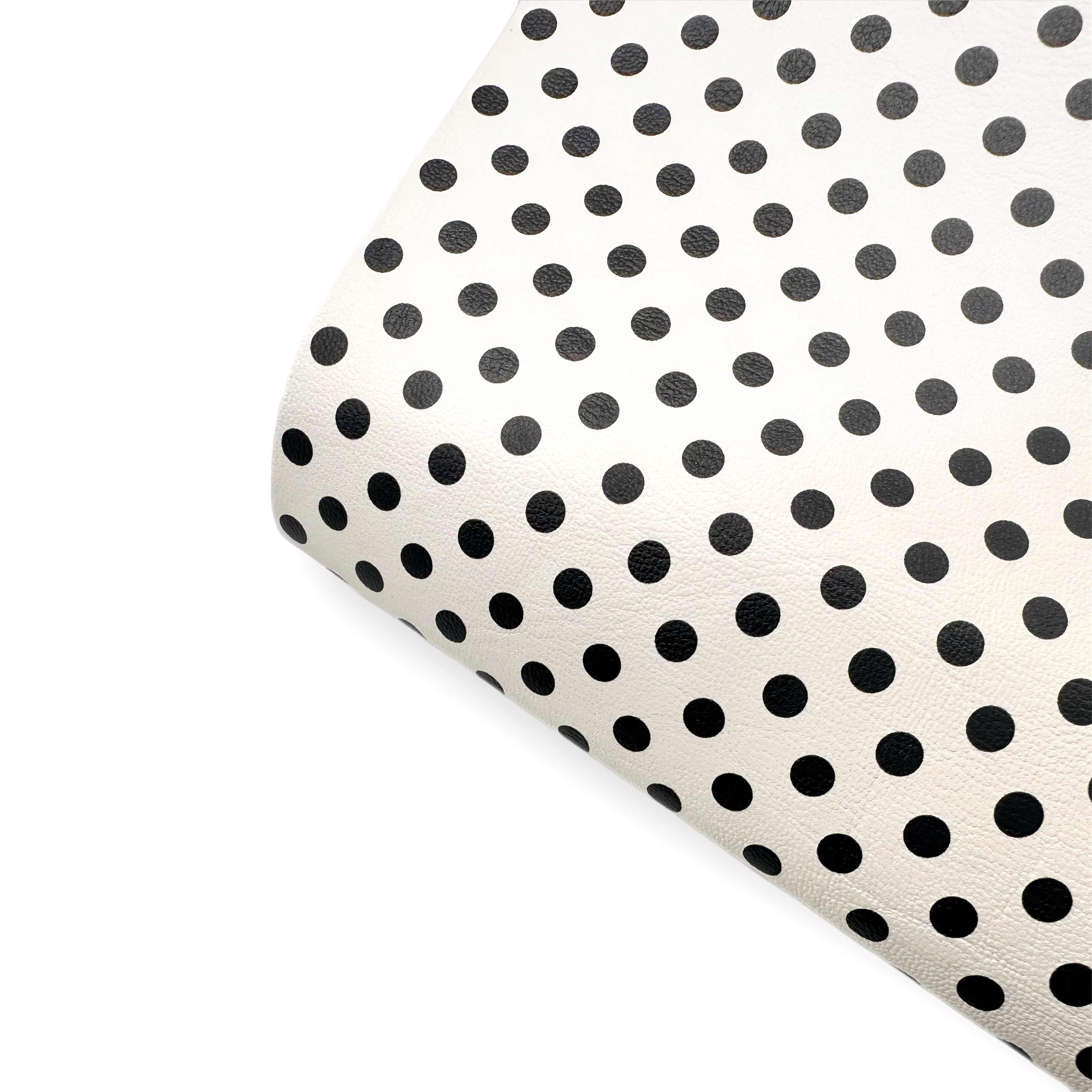 Black on White Polka Dots Premium Faux Leather Fabric