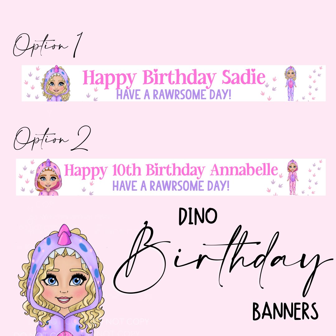 Dino Party Personalised Faux Leather Birthday & Celebration Banners