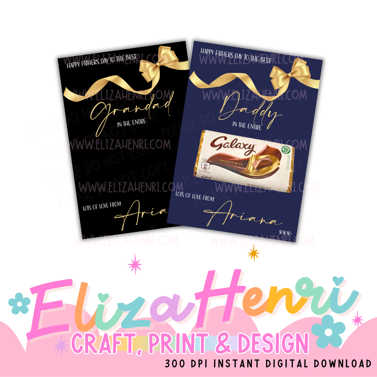 Gift Bow Fathers Day  ‘In the Entire Galaxy’ - Chocolate Board Digital Download- 2 Designs