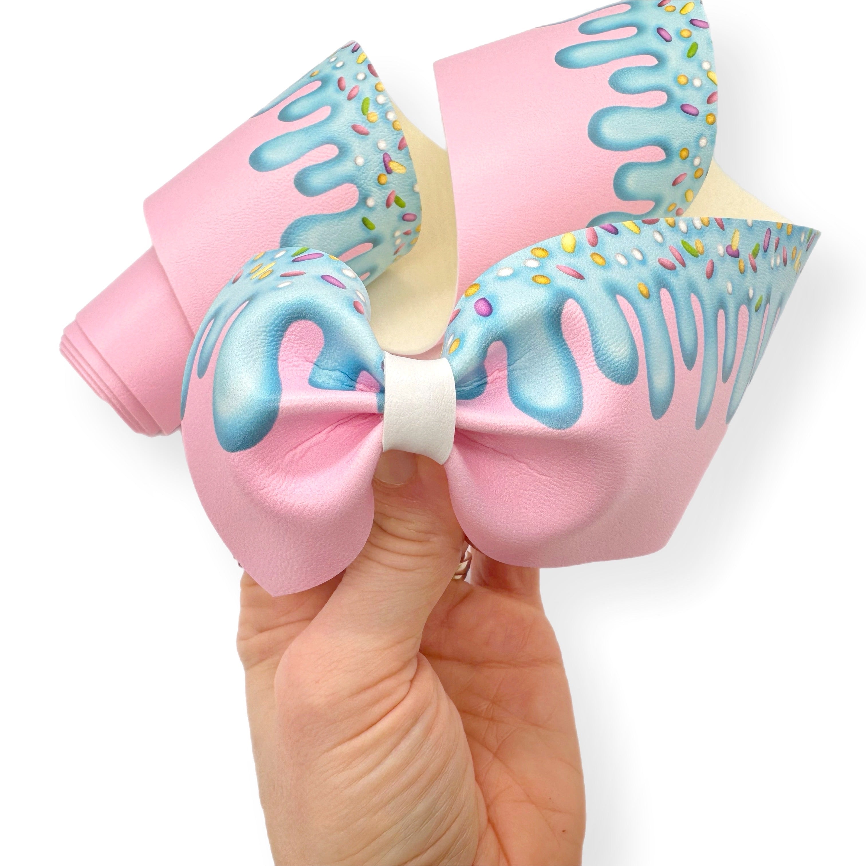 Bubblegum Ice Cream Drip Faux Leather Mega Bow Strips