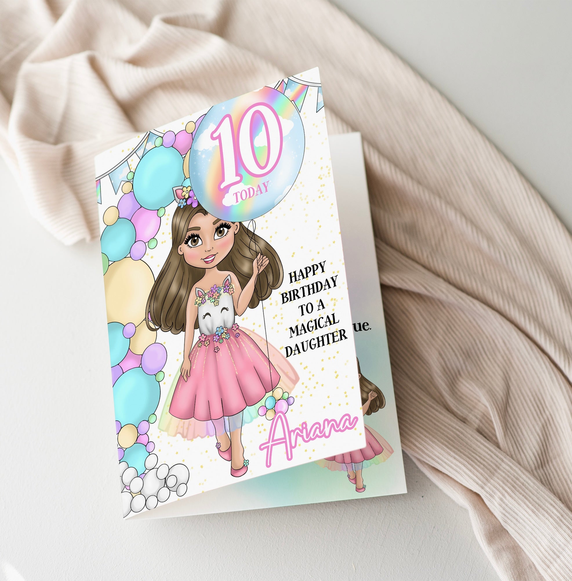 Happy Birthday Unicorn Dolly Number Balloon- Premium Personalised Birthday Cards
