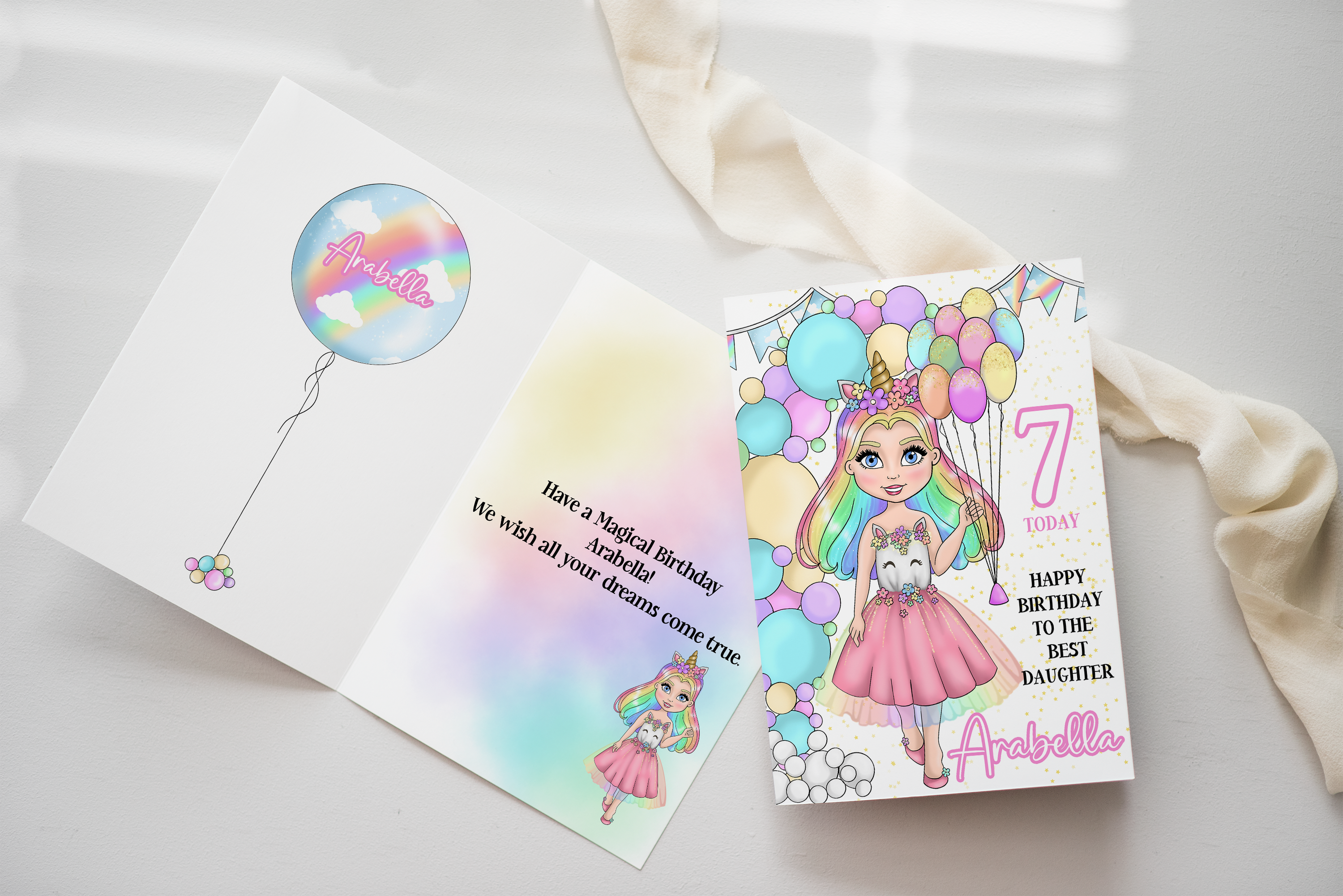 Unicorn Birthday Dolly- Premium Personalised Birthday Cards