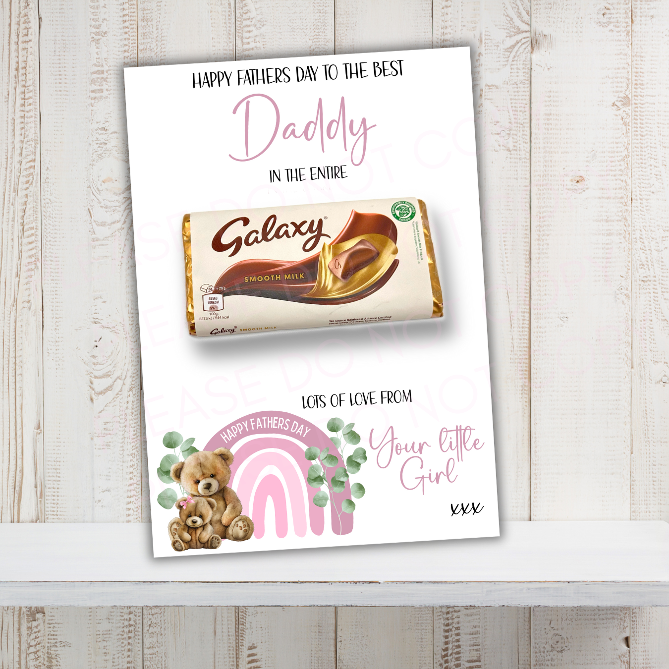 Pink Teddy Fathers Day In the entire Galaxy Chocolate Boards- Premium Card