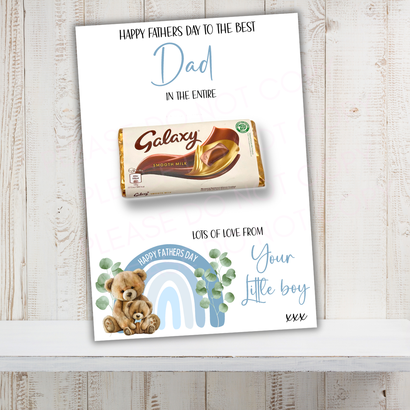 Blue Teddy Fathers Day In the entire Galaxy Chocolate Boards- Premium Card