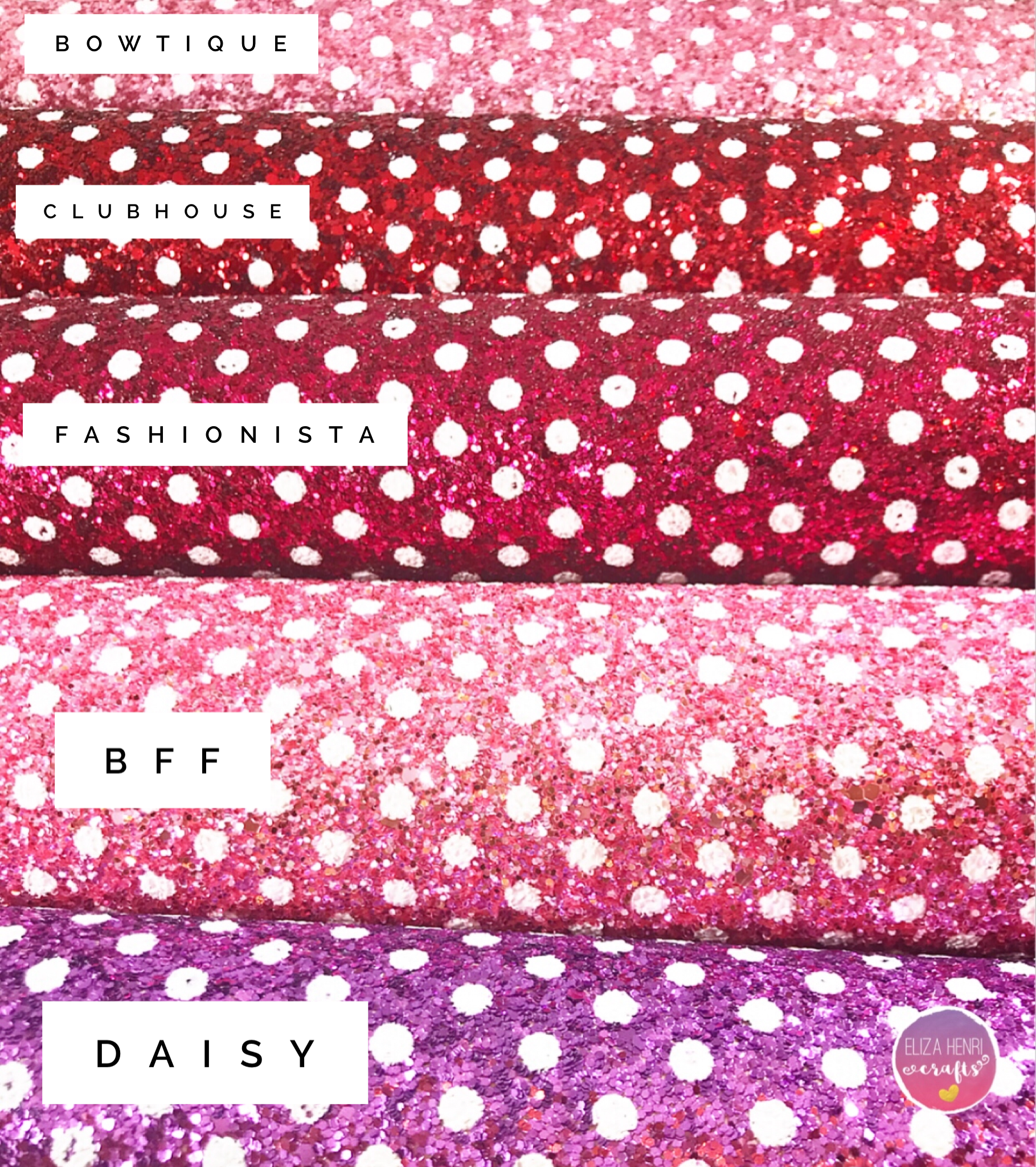 Polka Dot Chunky Glitter Fabric Collection - Eliza Henri Craft Supply
