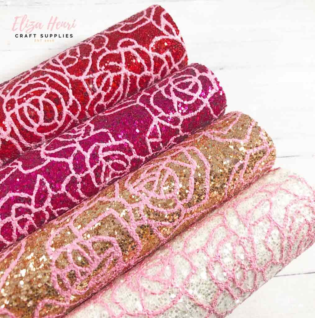 floral printed chunky glitter fabrics