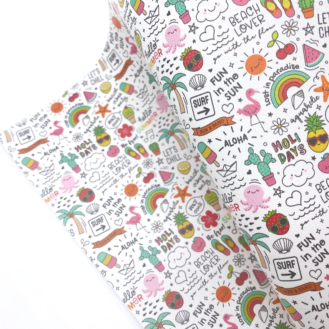 Fun in the Sun Doodles Premium Faux Leather Fabric Sheets