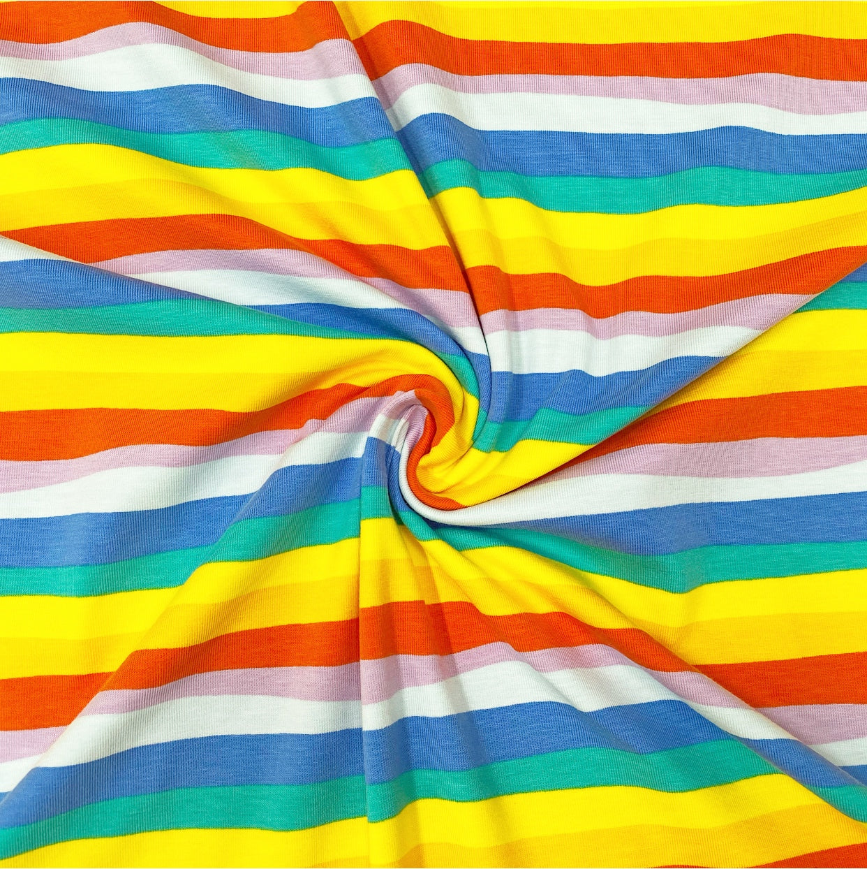 Rainbow Multi Stripe Cotton Jersey Fabric