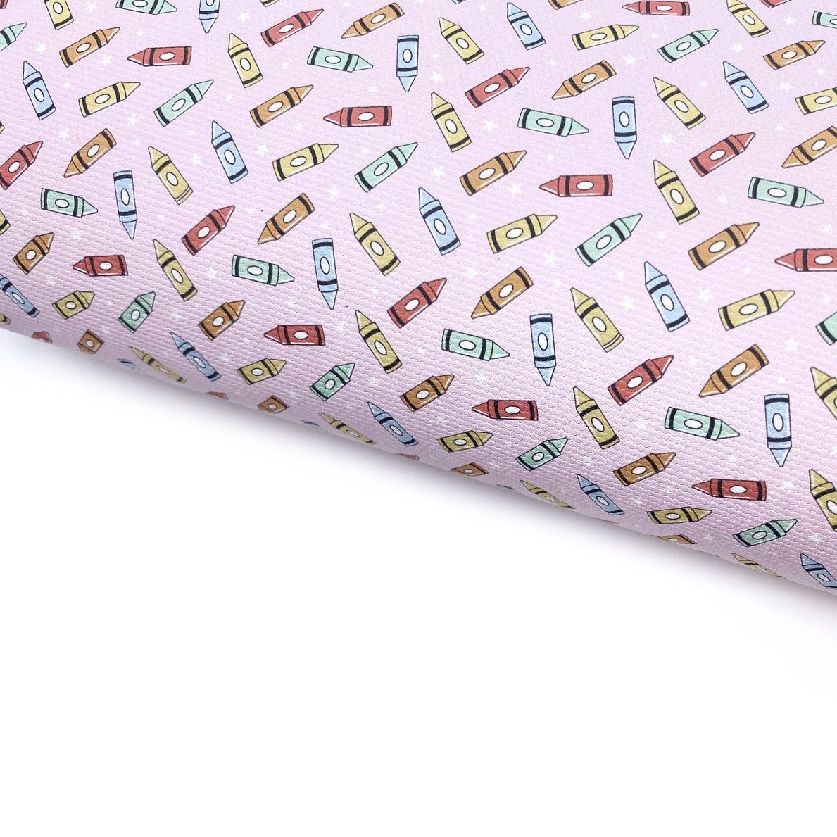 Crayons on Pink Lux Premium Printed Bow Fabric