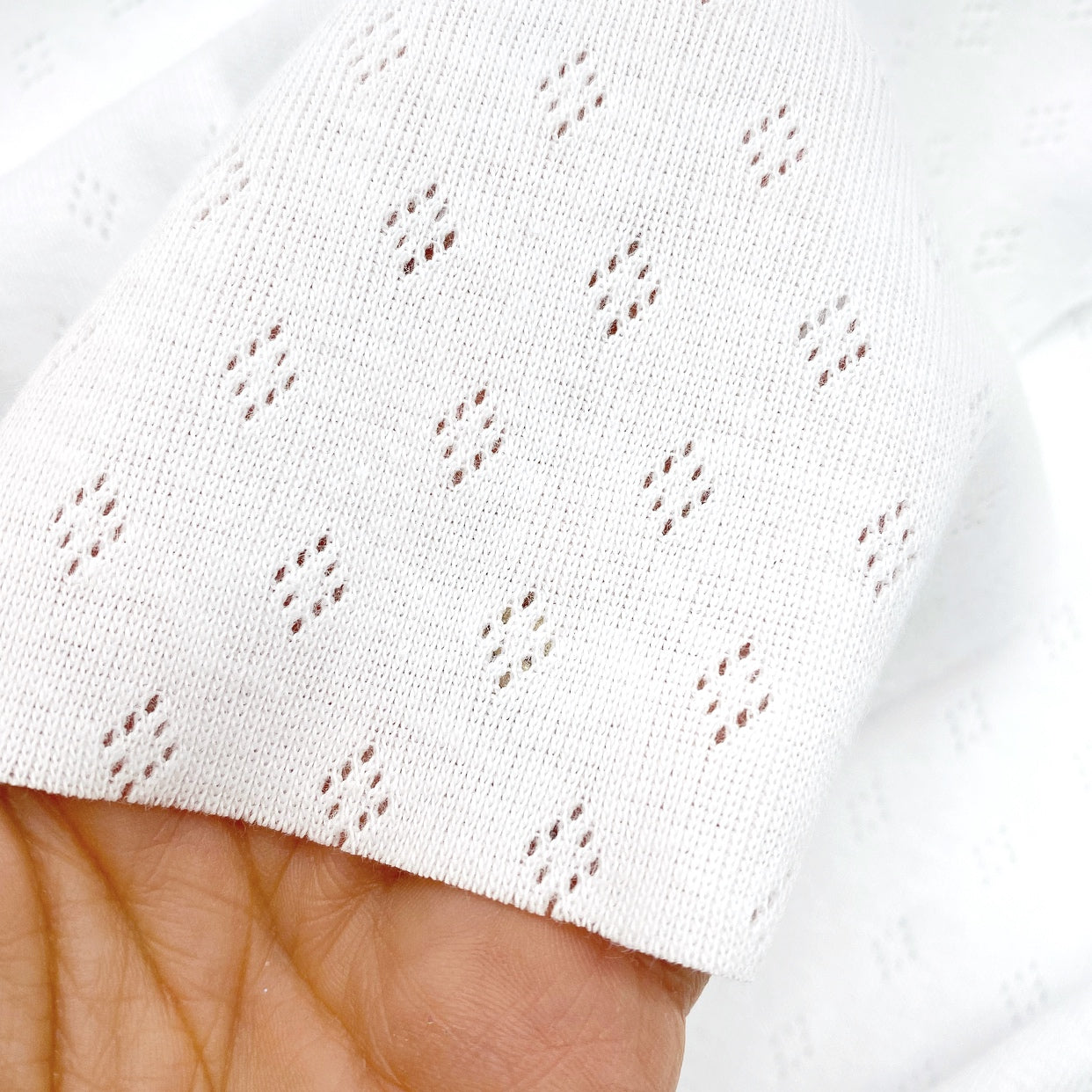 White Knitted Pointelle Jersey Fabric