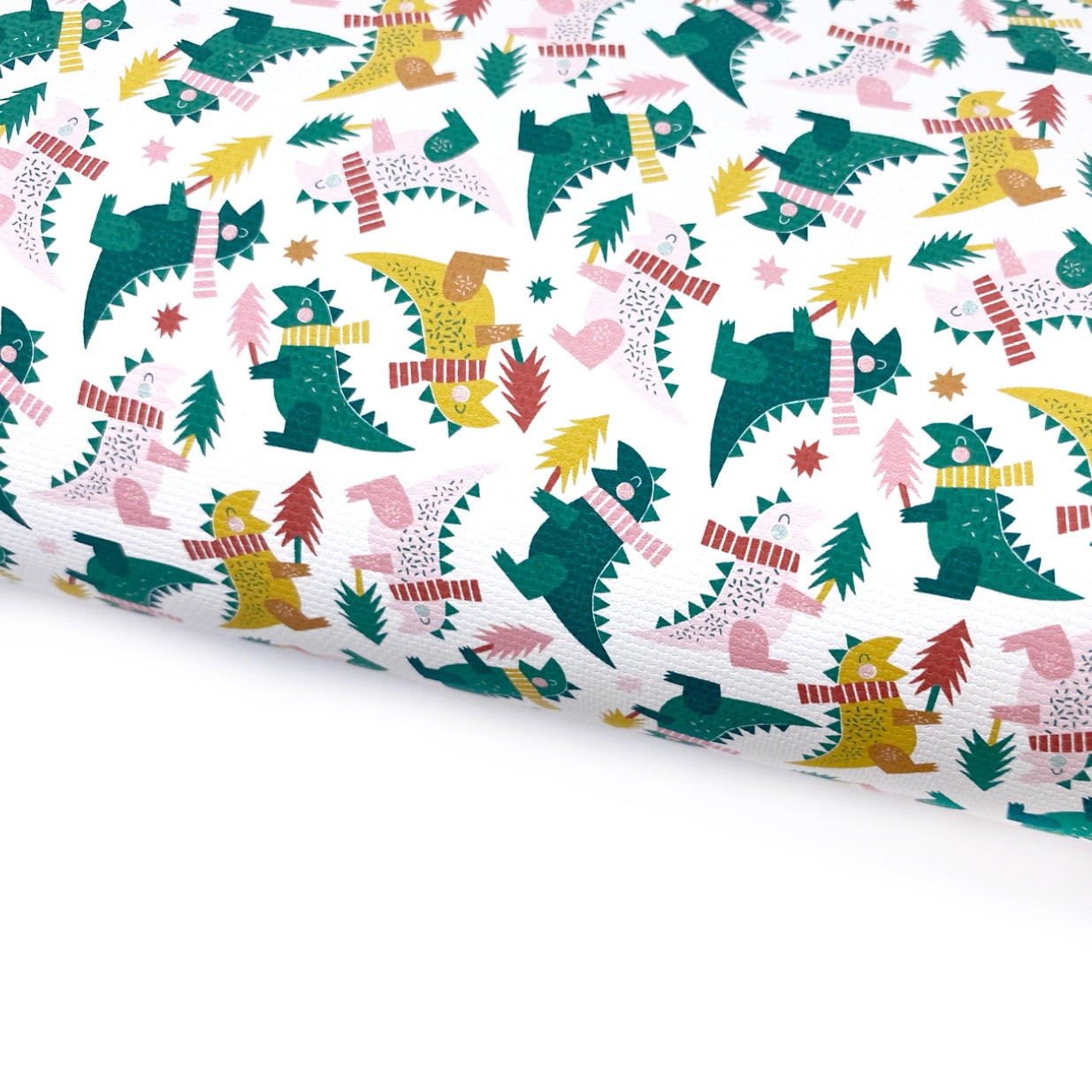 Roarsome Dinosaur Christmas Lux Premium Canvas Bow Fabrics