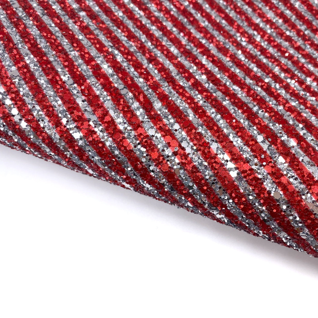 Candy Cane Silver Frost Lux Premium Chunky Glitter Fabric