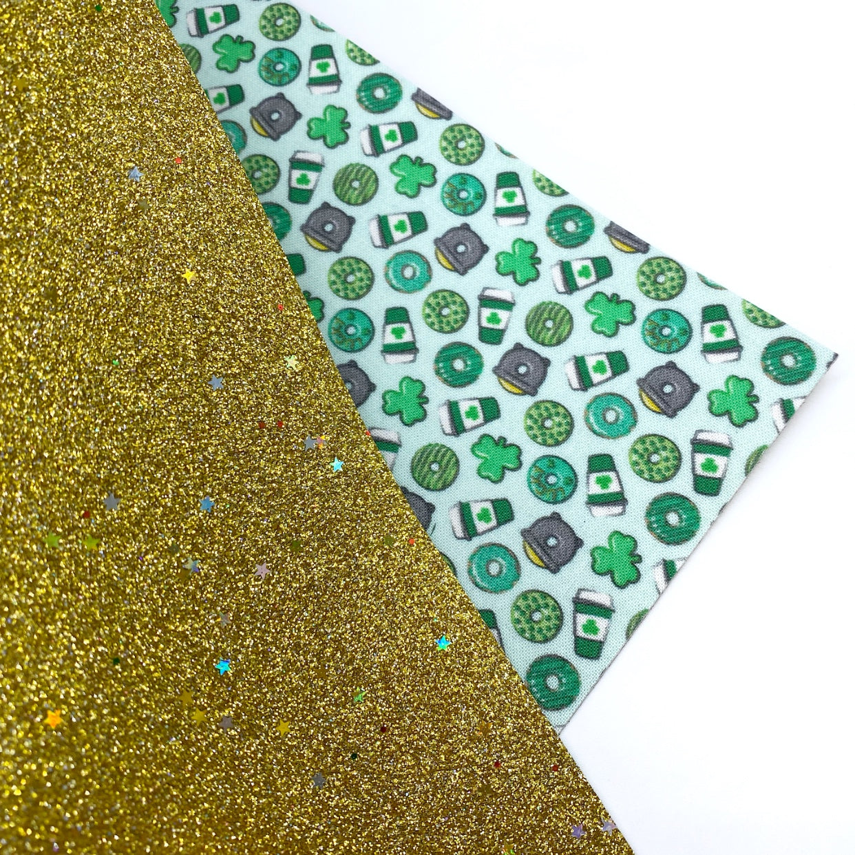 Double Sided Paddy's Day Chunky Glitter Fabric