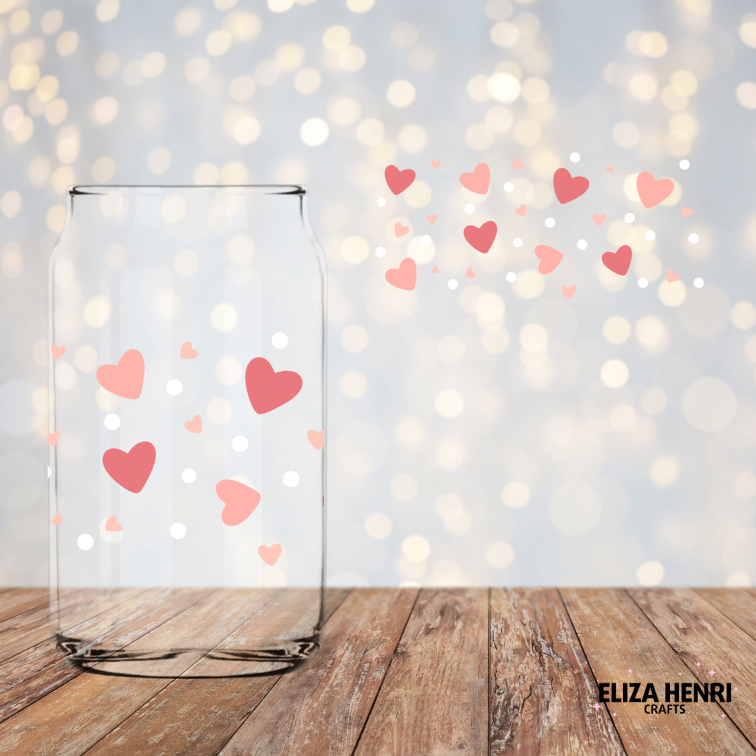 Scattered Hearts Vinyl Can Wrap 16oz