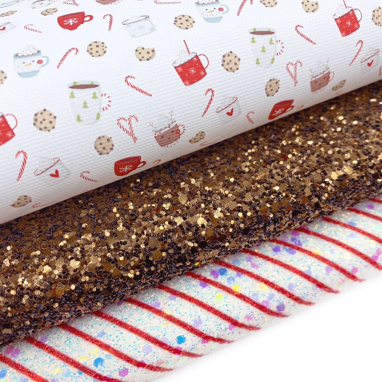 Hot Cocoa, Candy Canes & Cookies Lux Premium Canvas Bow Fabrics