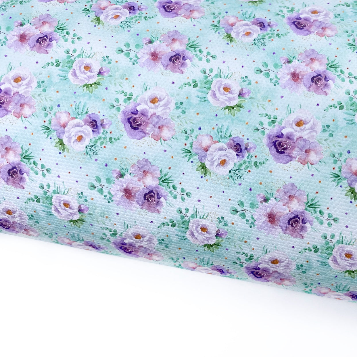 Mint & Lilac Dino Floral Lux Premium Canvas Bow Fabrics