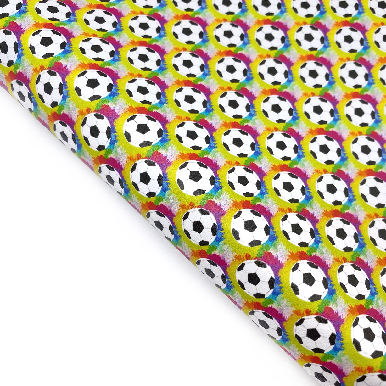 Rainbow Football Premium Faux Leather Fabric Sheets