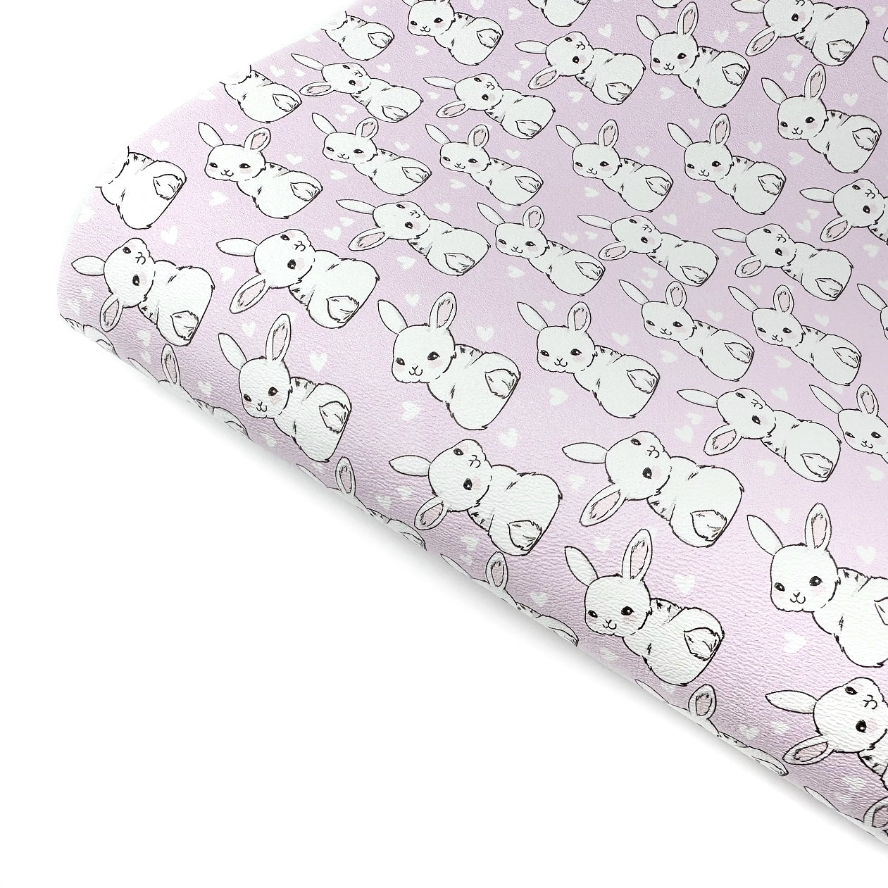 Pretty Pink White Bunny Tails Premium Faux Leather Fabric Sheets