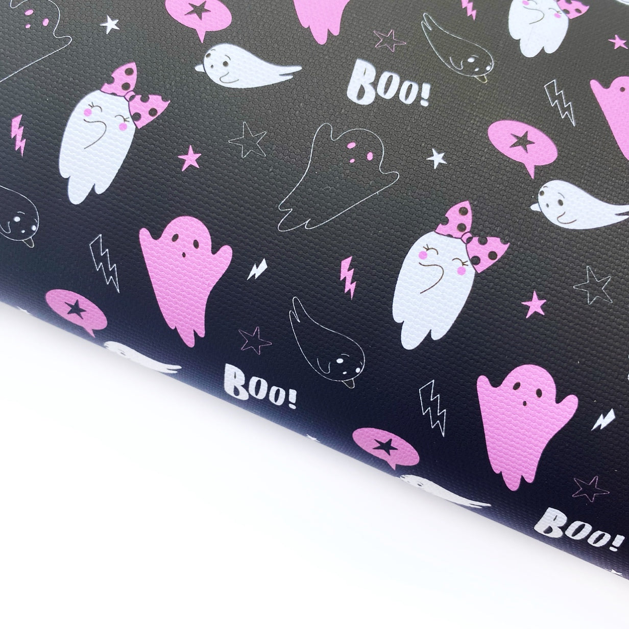 Pink Girlie Ghost with Bow Lux Premium Canvas Bow Fabrics