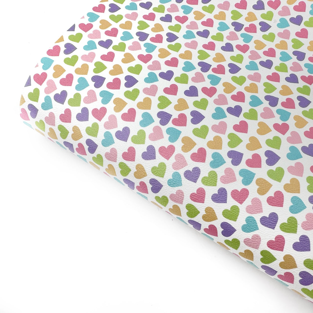 Soft Rainbow Hearts Premium Faux Leather Fabric Sheets