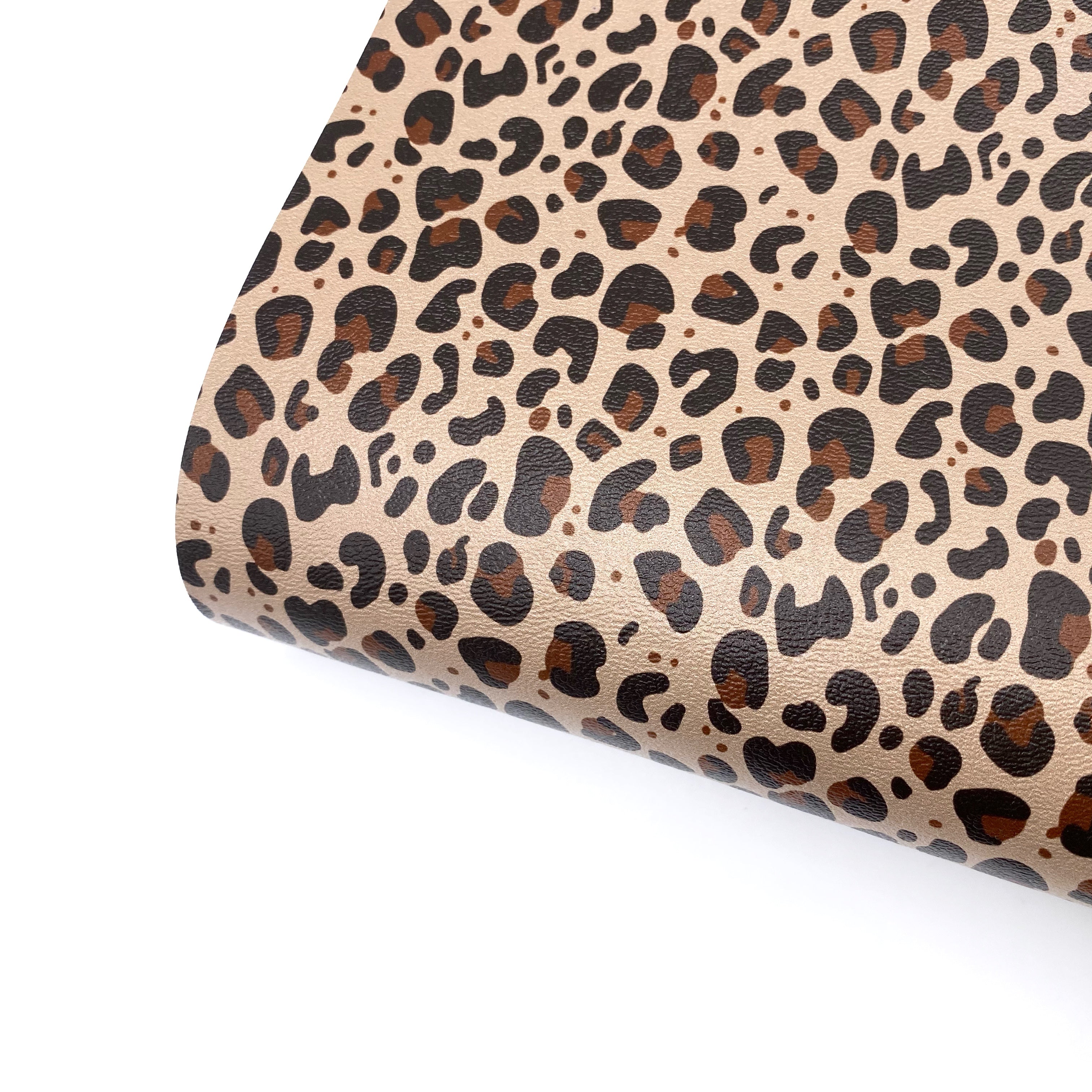 Taupe Brown Leopard Print Premium Faux Leather Fabric Sheets