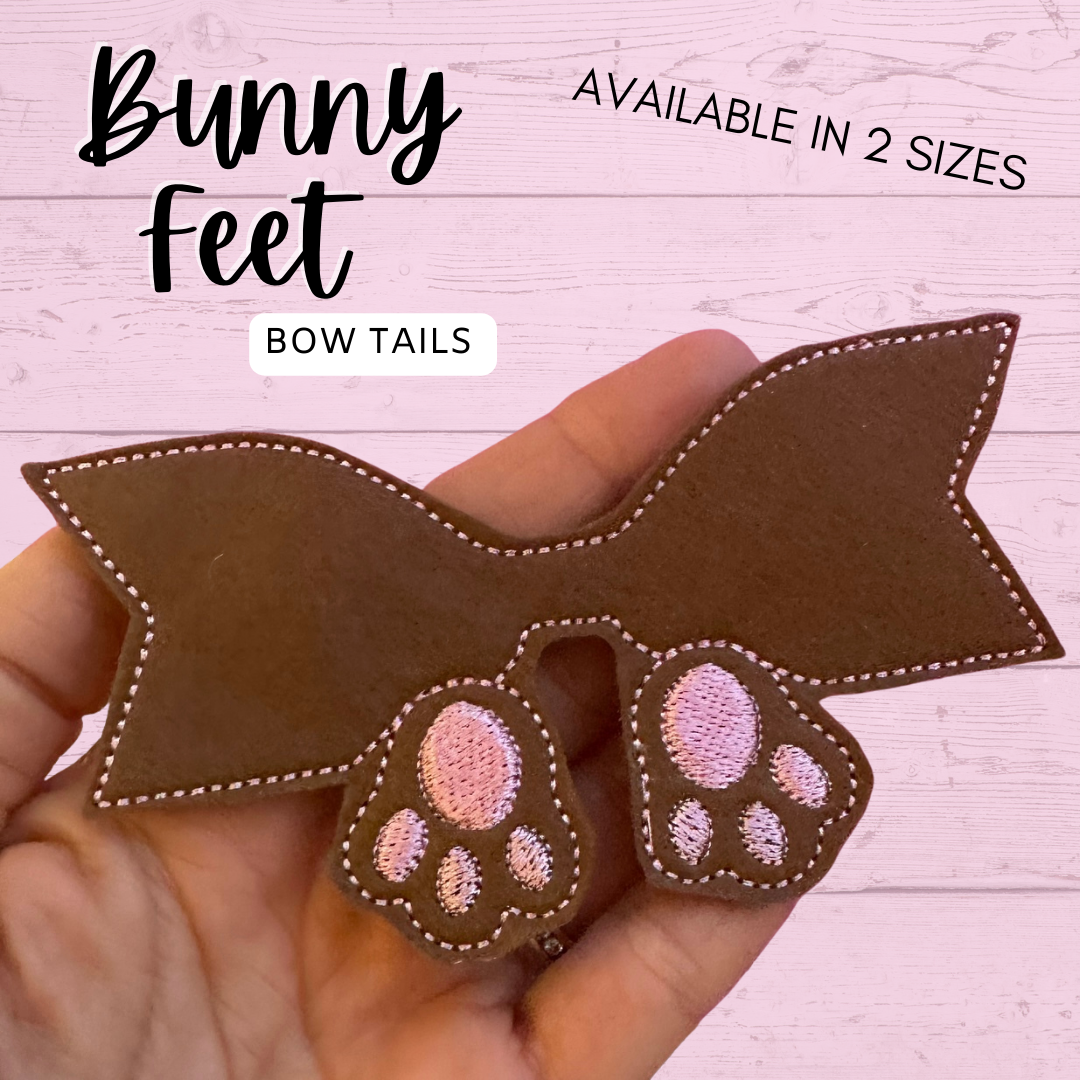 Bunny Feet Paws Embroidered Bow Tails