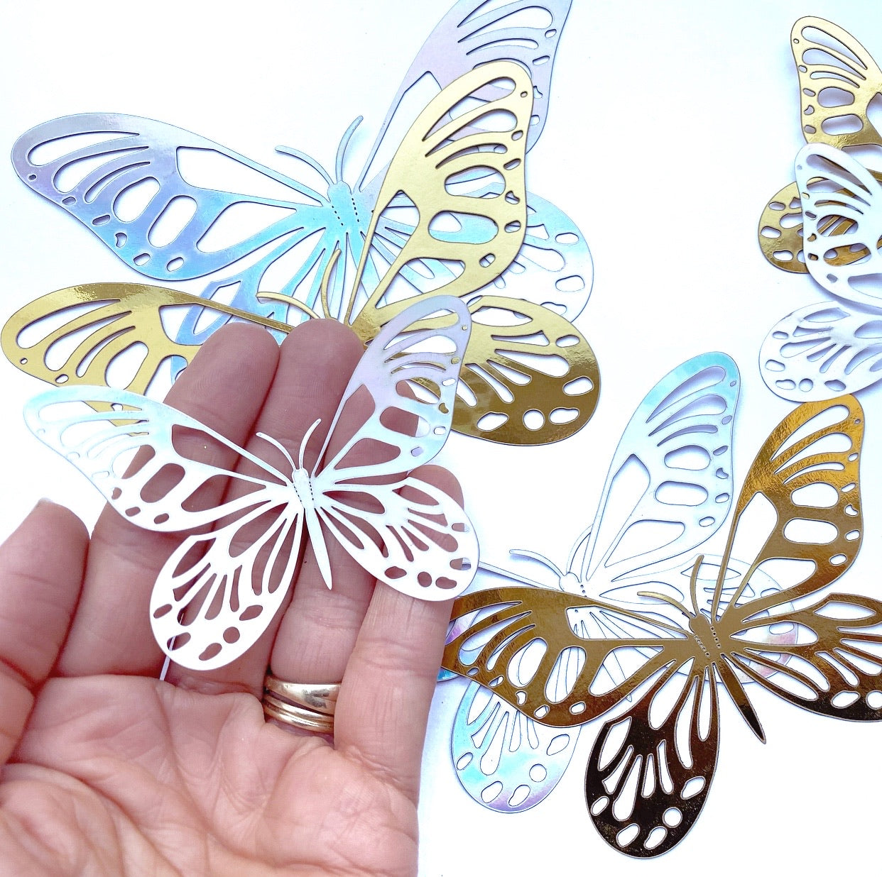 Metallic 3D Cut-out Rounded Butterfly Embellishments