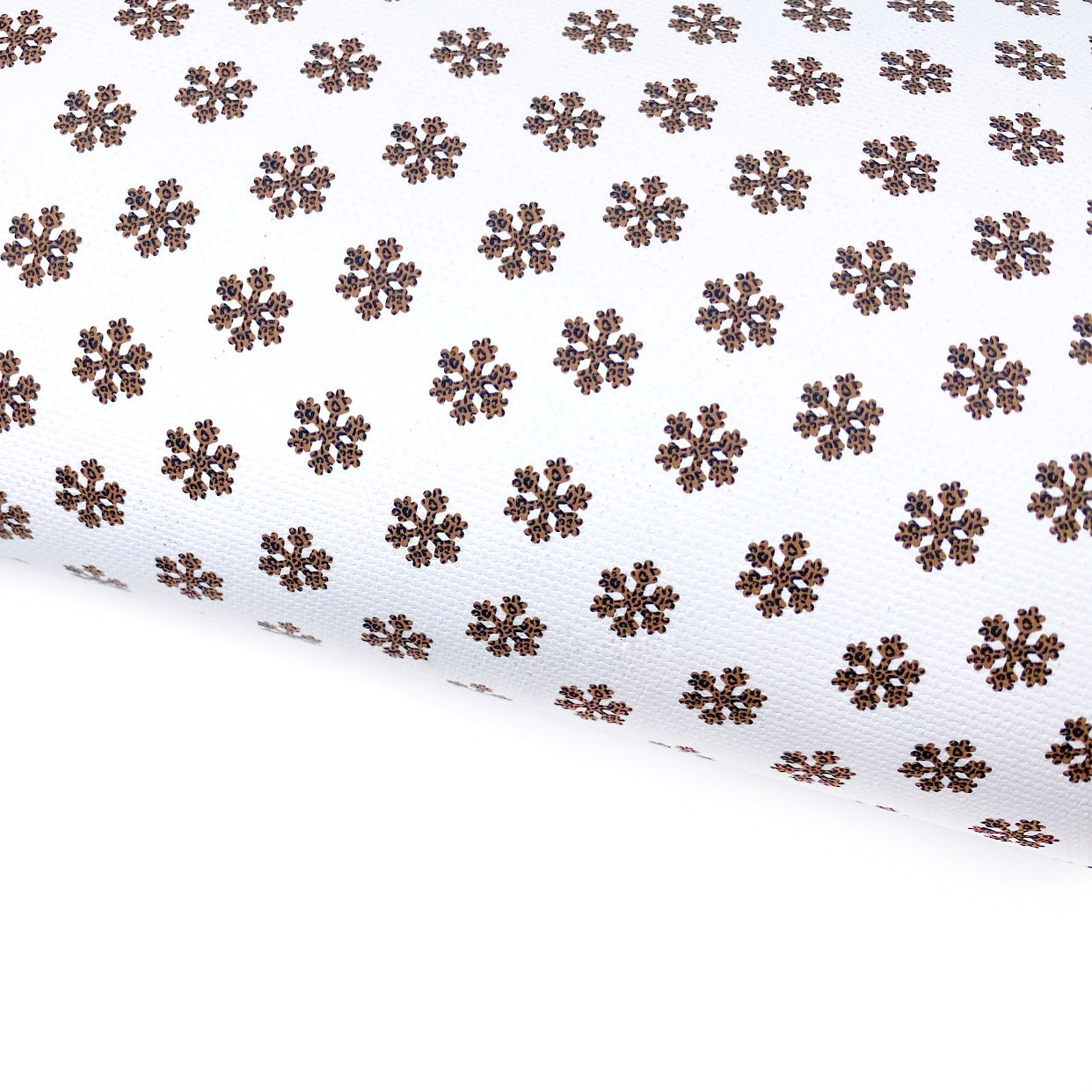 Leopard Snowflakes Lux Premium Canvas Bow Fabrics