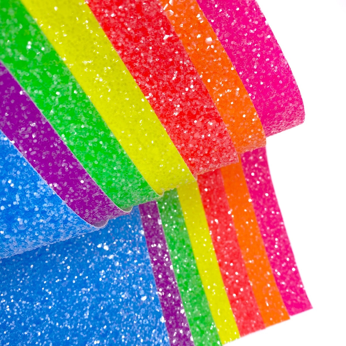 Premium Lux Neon Sugar Coated Glitter Fabric Sheets – Eliza Henri Craft  Supply