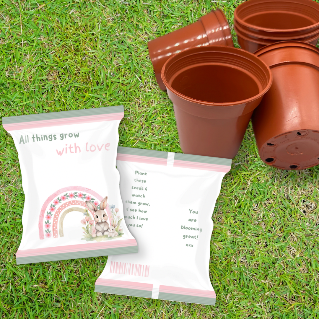 All things grow with Love, Mothers Day Pink & Green DIY Seed Packets