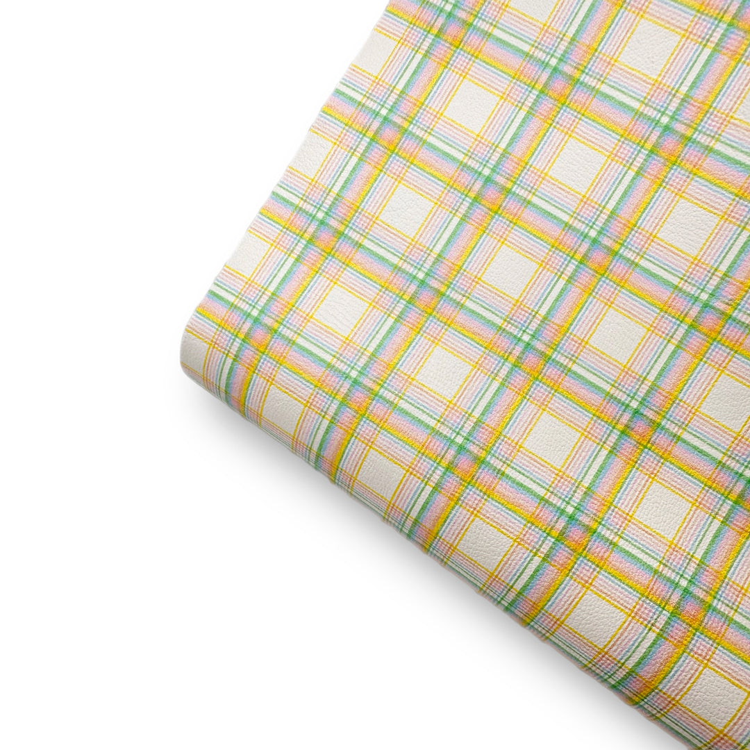 Pastel Tartan Premium Faux Leather Fabric